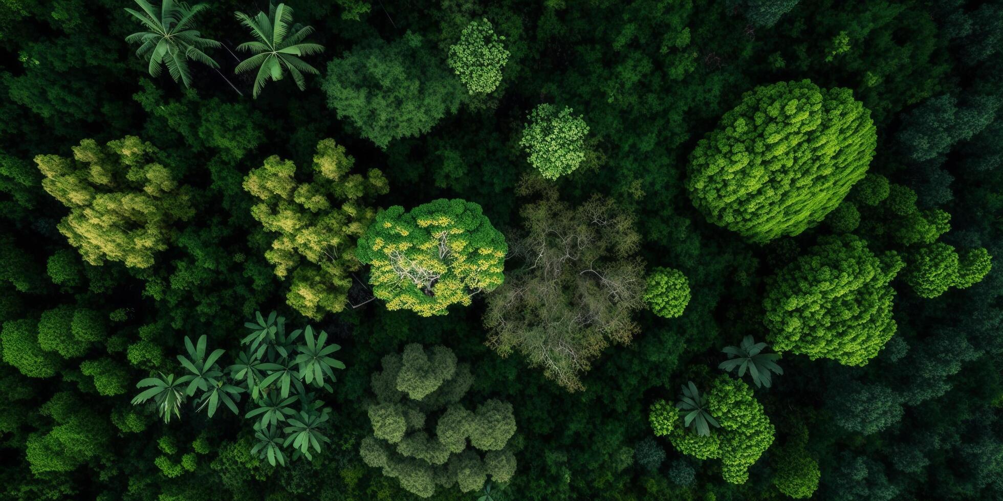 le aérien Haut vue de forêt avec ai généré. photo