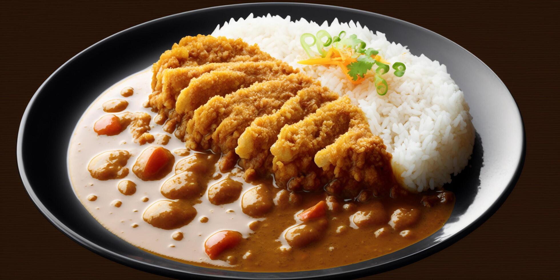 le Japonais curry riz avec frit porc avec ai généré. photo