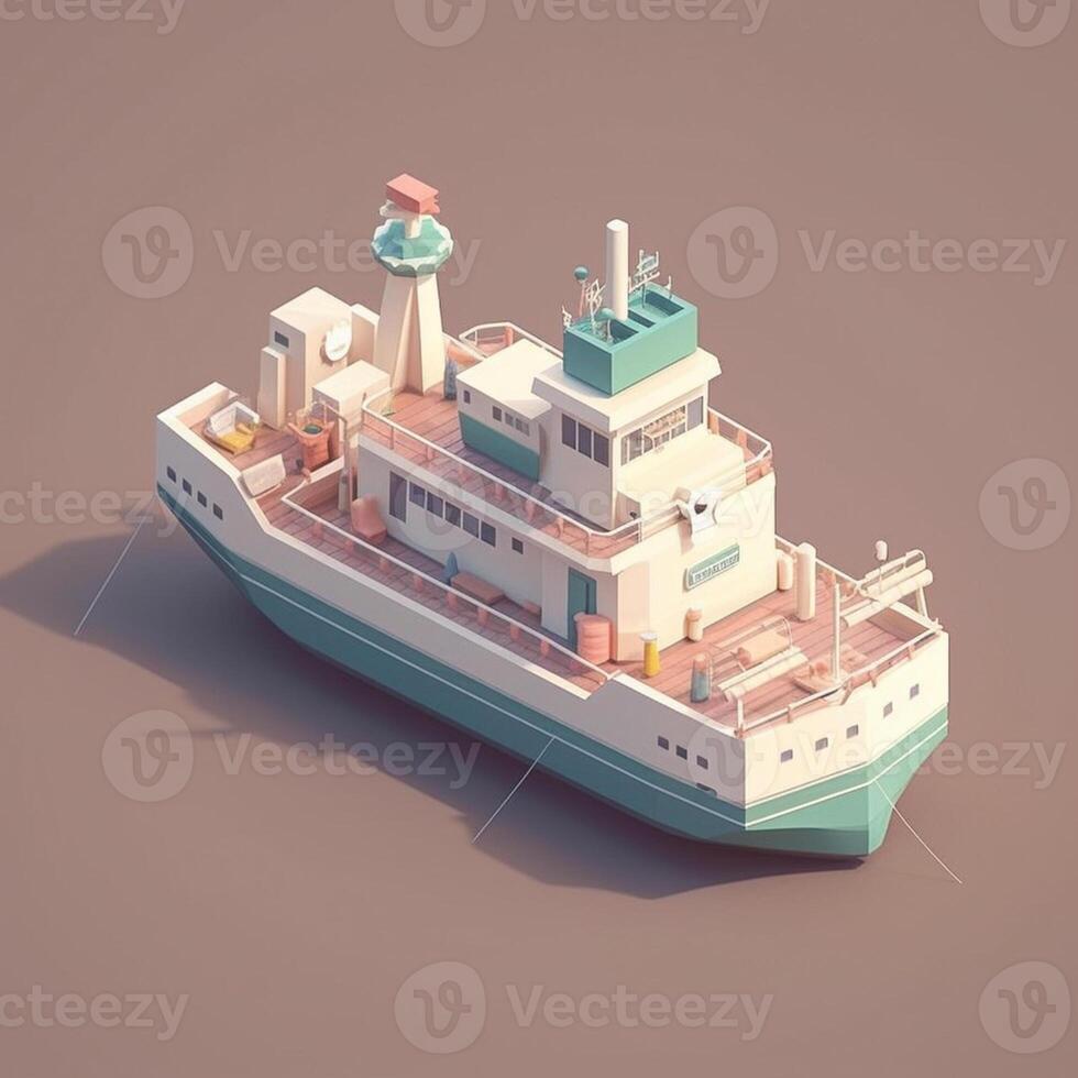 mignonne minuscule isométrique croisière navire pour tourisme avec génératif ai photo