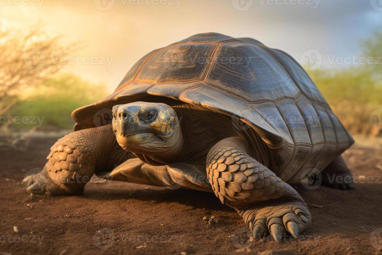 tortue sur le sol ai généré photo