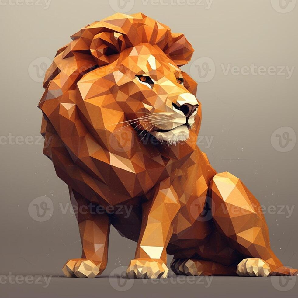 ai génératif faible poly portrait de une lion. polygonal faible poly illustration. photo