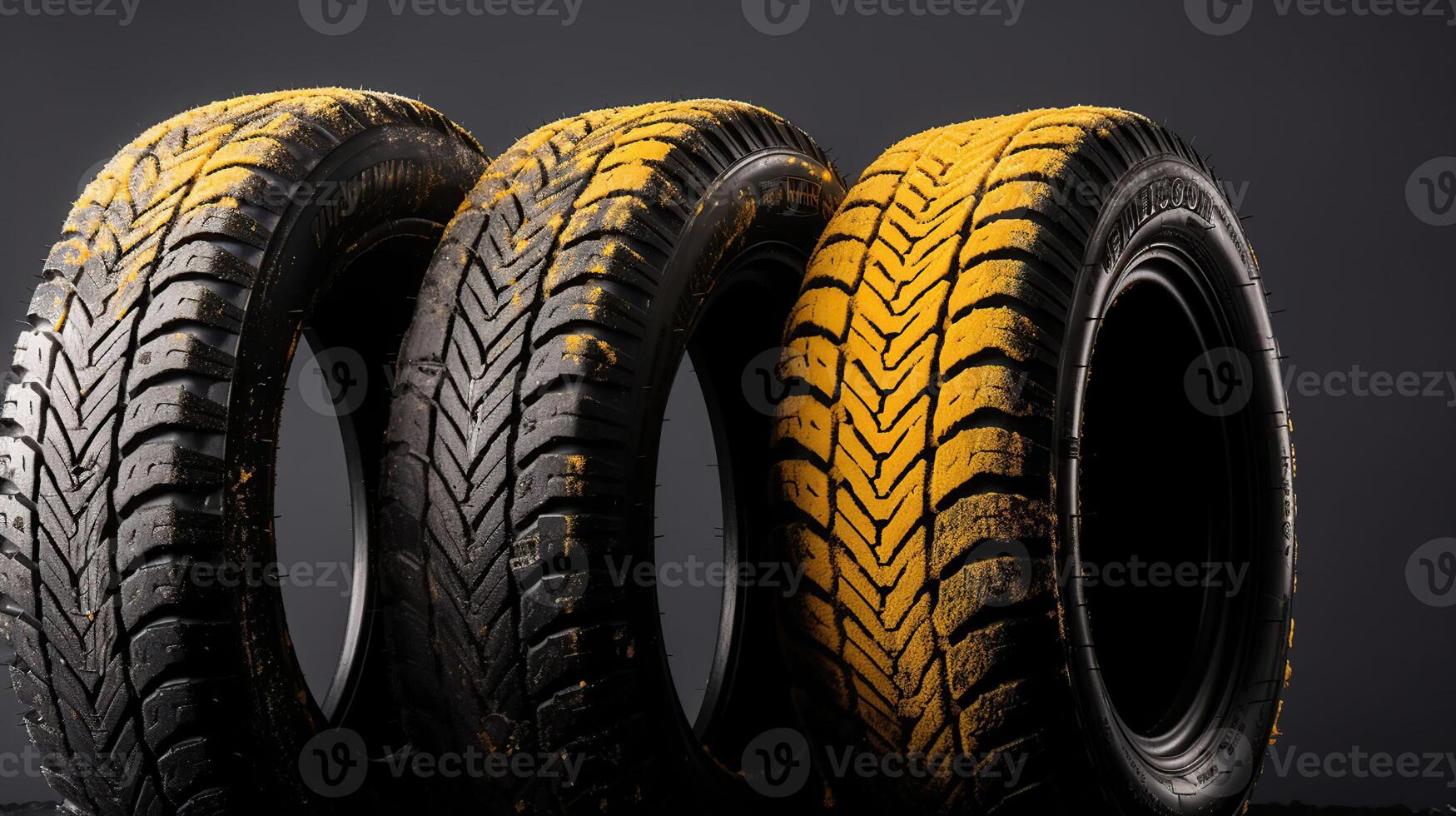 hiver voiture pneus. groupe de pneus pour hiver, génératif ai photo