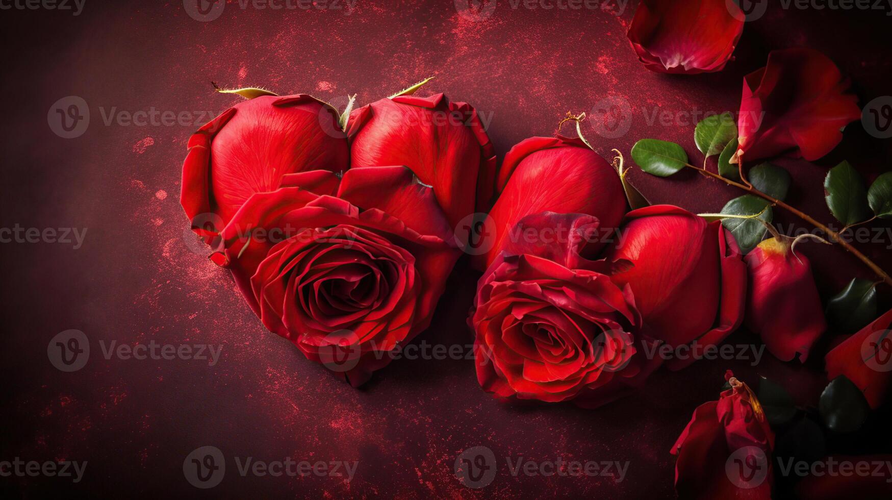 couple de rouge des roses dans cœur, génératif ai photo