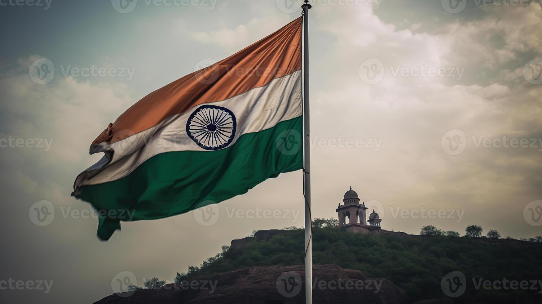 Inde drapeau en volant, génératif ai photo