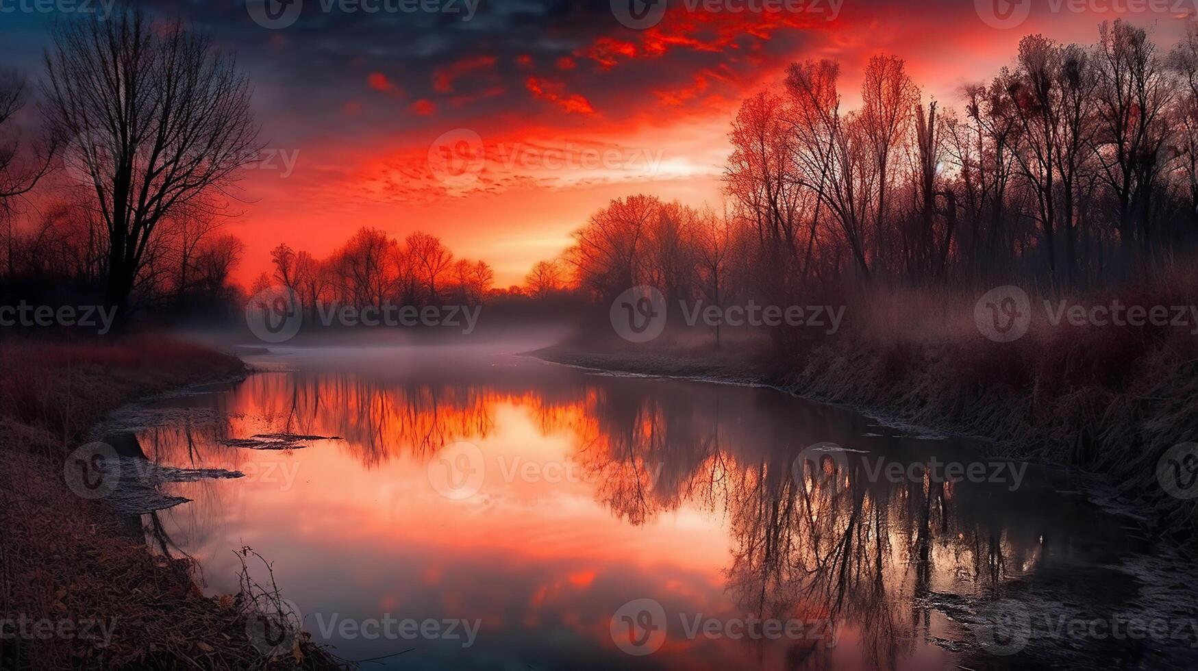 une flamber de beauté - capturer le plus vibrant lever du soleil paysages, génératif ai photo