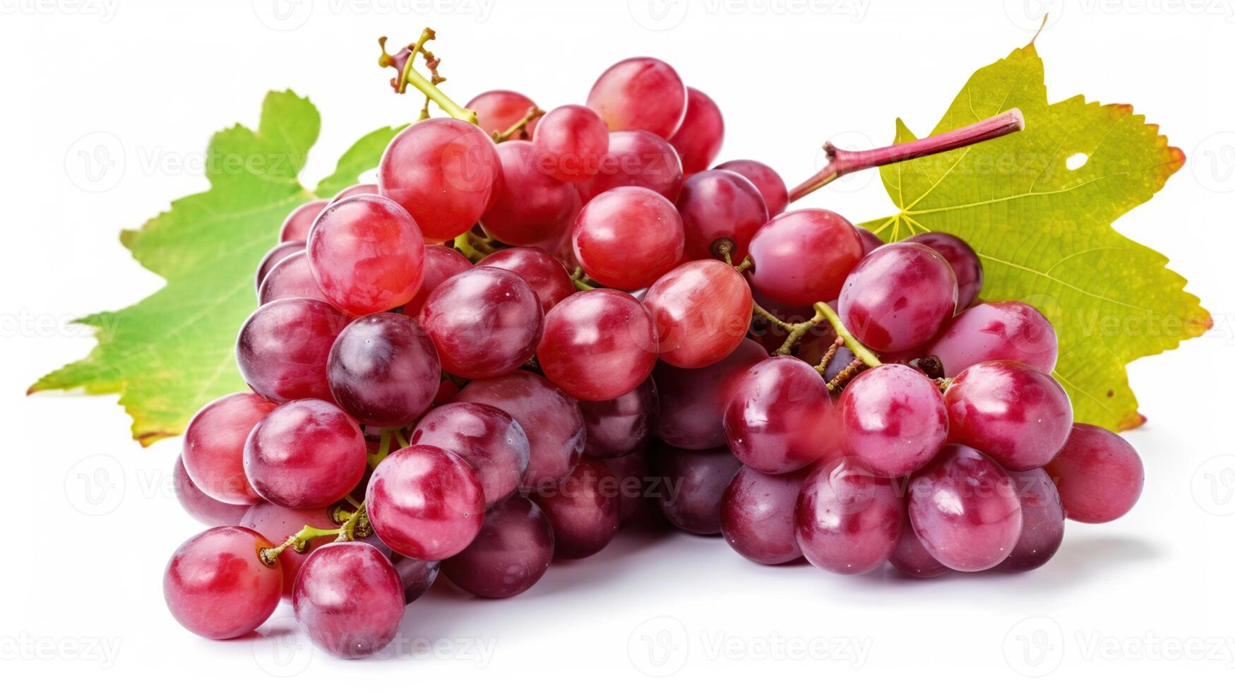 mûr rouge raisin. rose bouquet avec feuilles isolé sur blanche. avec coupure chemin. plein profondeur de champ, génératif ai photo