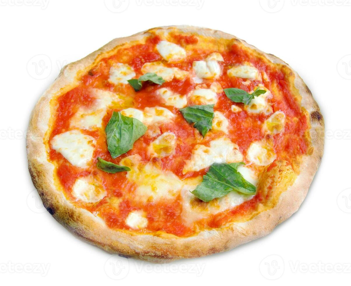 Pizza margherita sur blanc Contexte photo