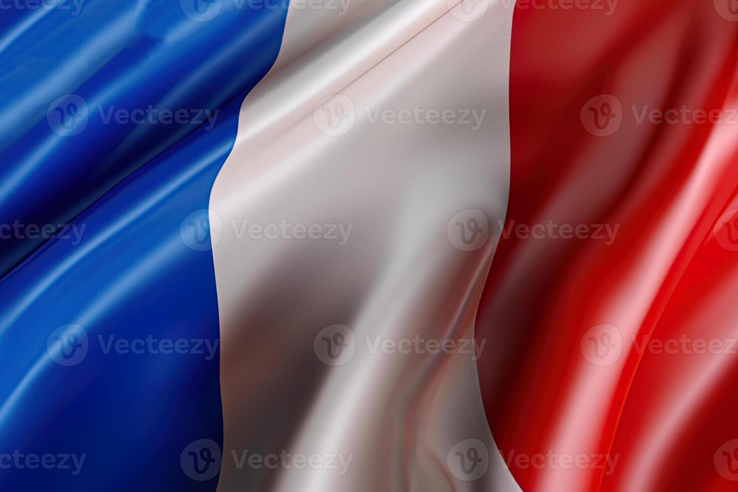 bleu, blanc et rouge arrière-plan, agitant le nationale drapeau de France, agité une très détaillé fermer. ai généré photo