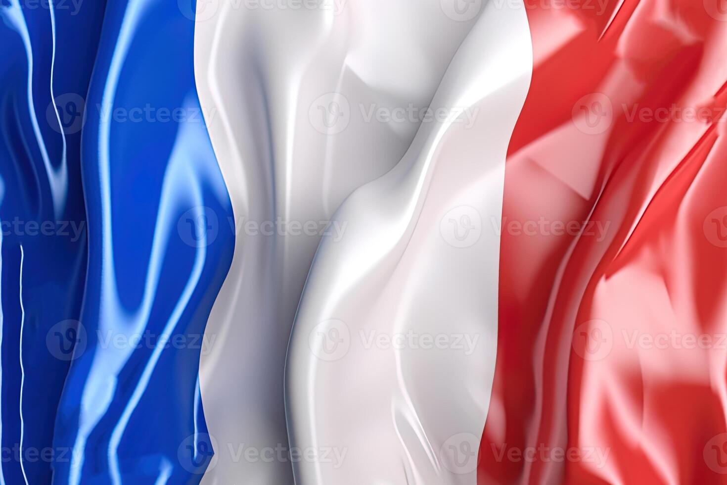 bleu, blanc et rouge arrière-plan, agitant le nationale drapeau de France, agité une très détaillé fermer. ai généré photo