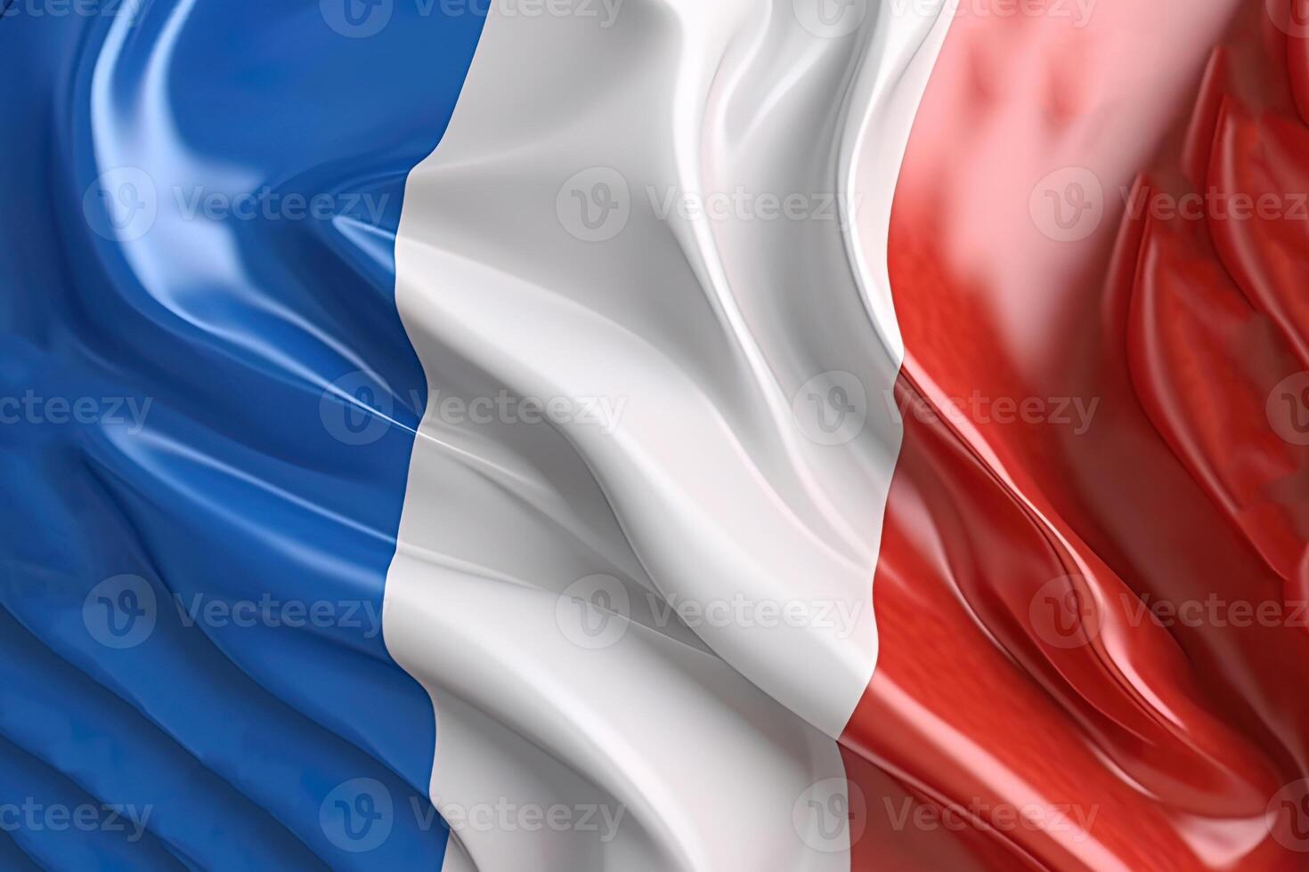 bleu, blanc et rouge arrière-plan, agitant le nationale drapeau de France, agité une très détaillé fermer. ai généré photo