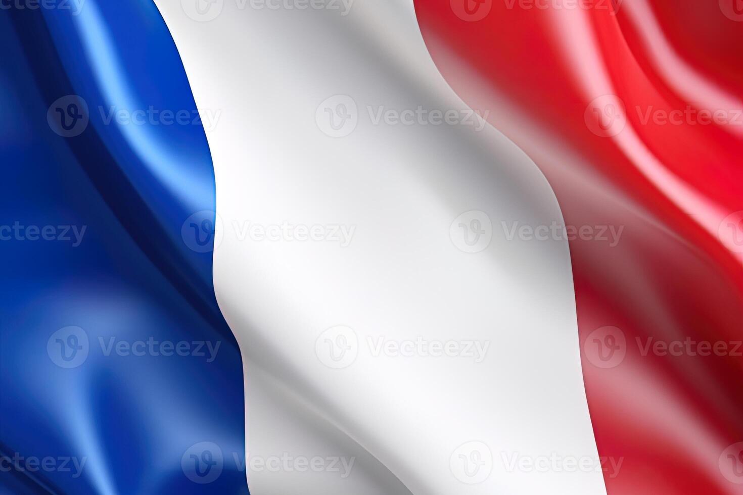 bleu, blanc et rouge arrière-plan, agitant le nationale drapeau de France, agité une très détaillé fermer. ai généré photo