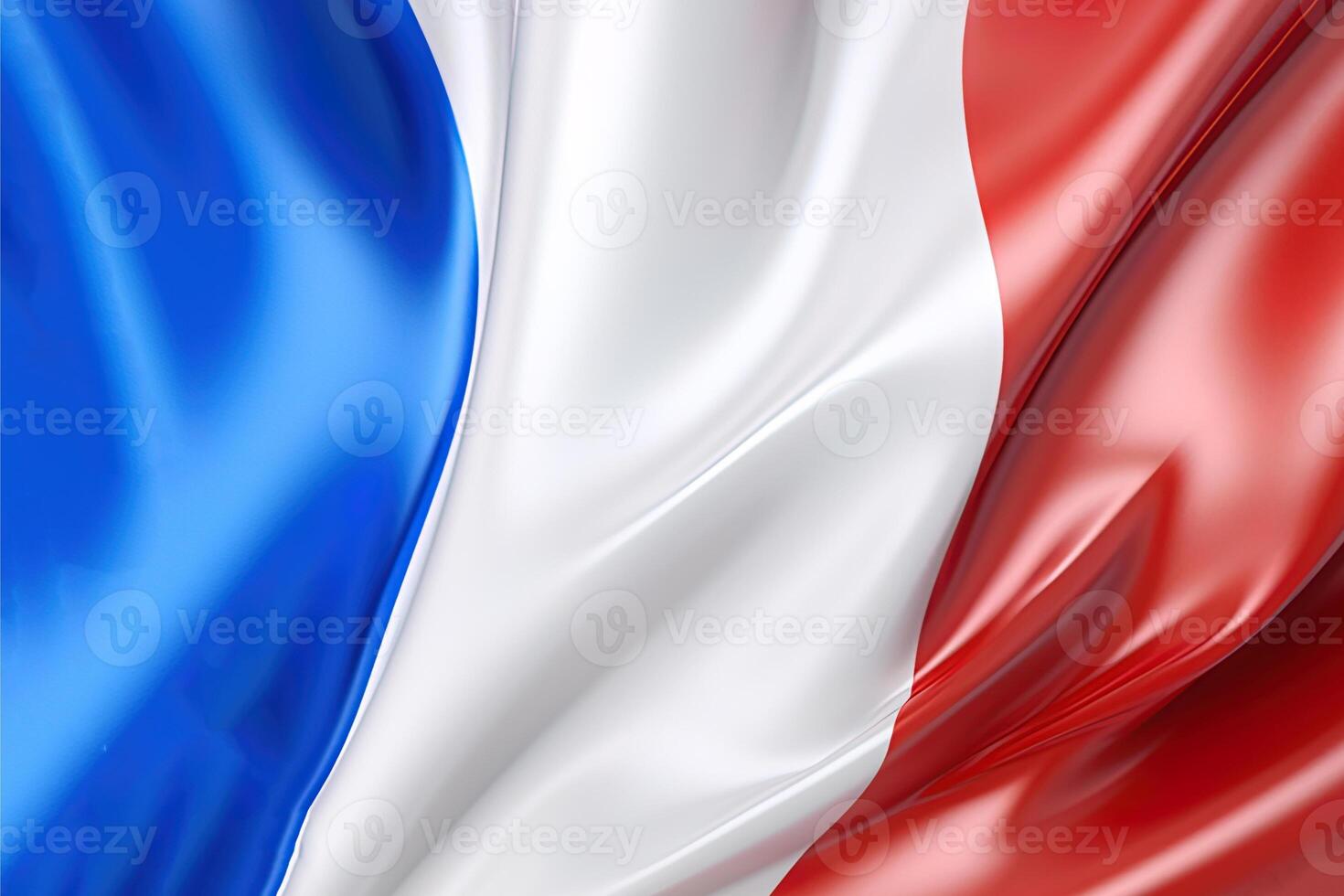 bleu, blanc et rouge arrière-plan, agitant le nationale drapeau de France, agité une très détaillé fermer. ai généré photo