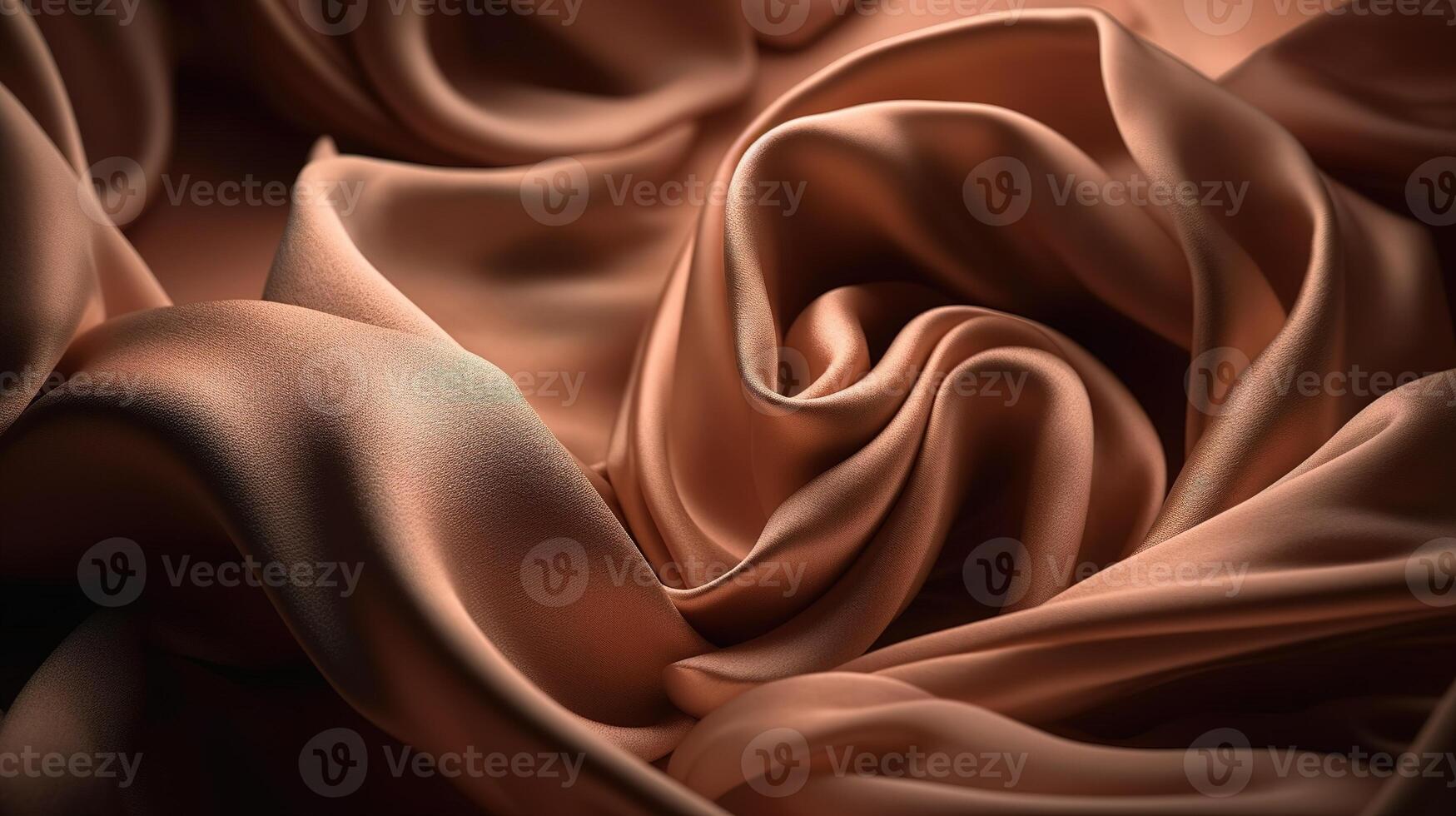 Rose or en tissu dans ondulé bokeh abstrait Contexte. génératif ai photo