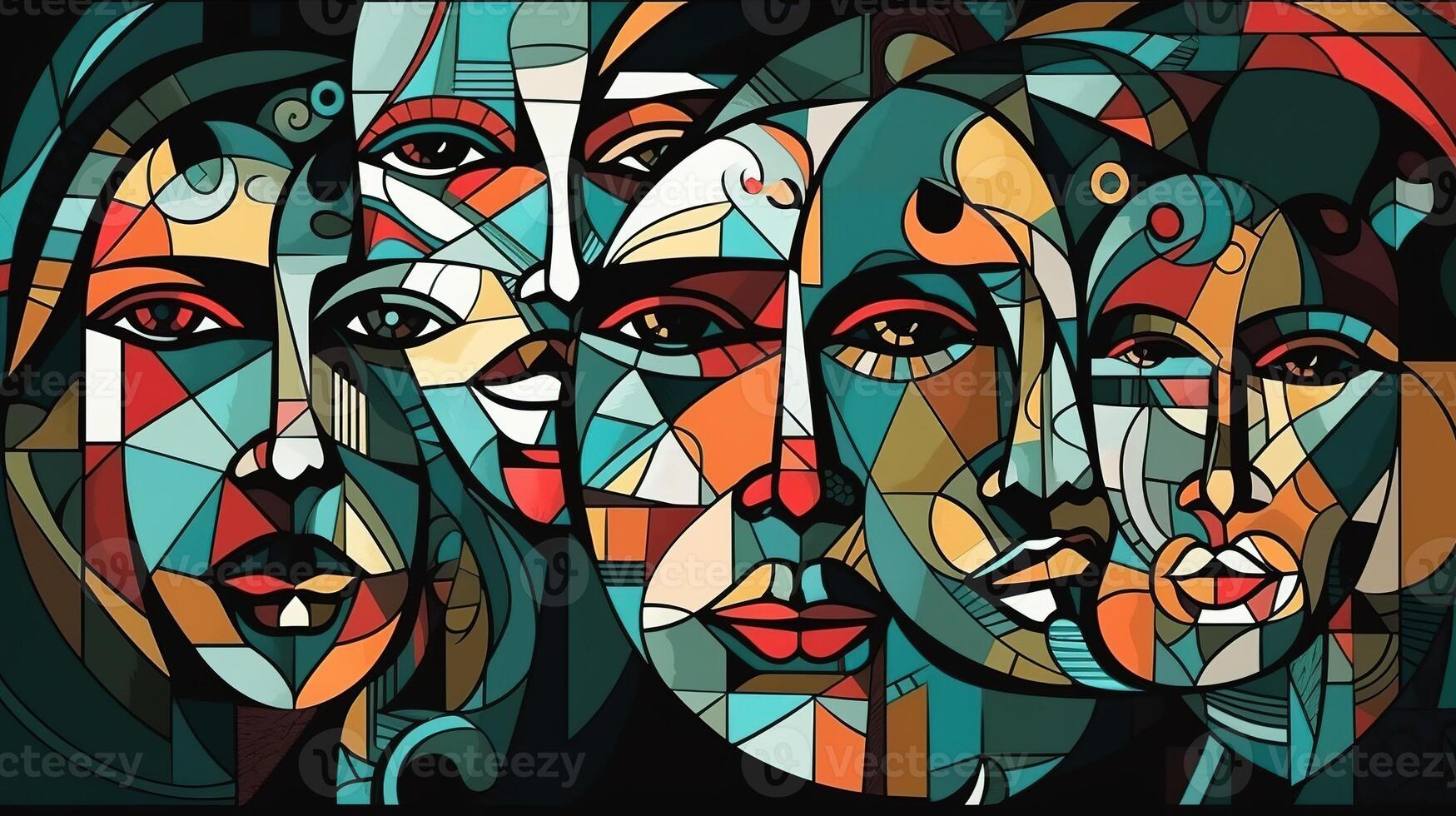 une collage de visages représentant le luttes de psychologie, la dépression et stress. génératif ai photo