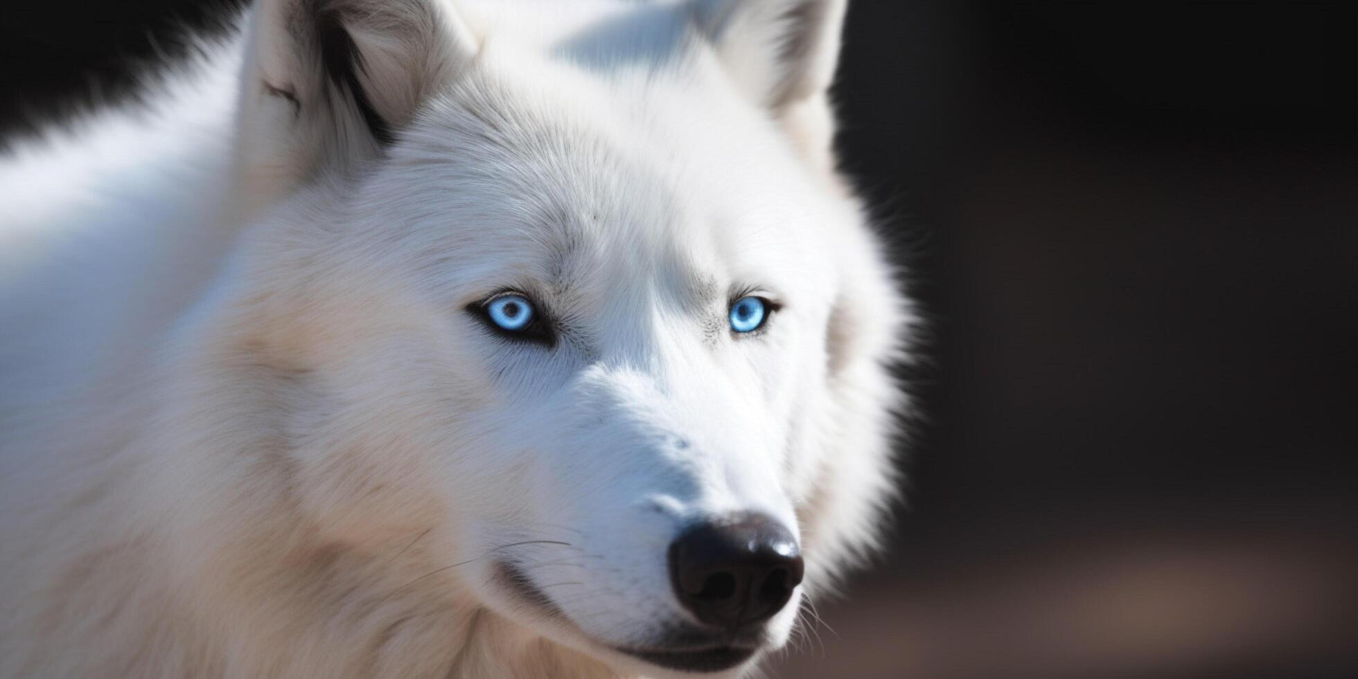 une blanc Loup dans le neige ai généré photo