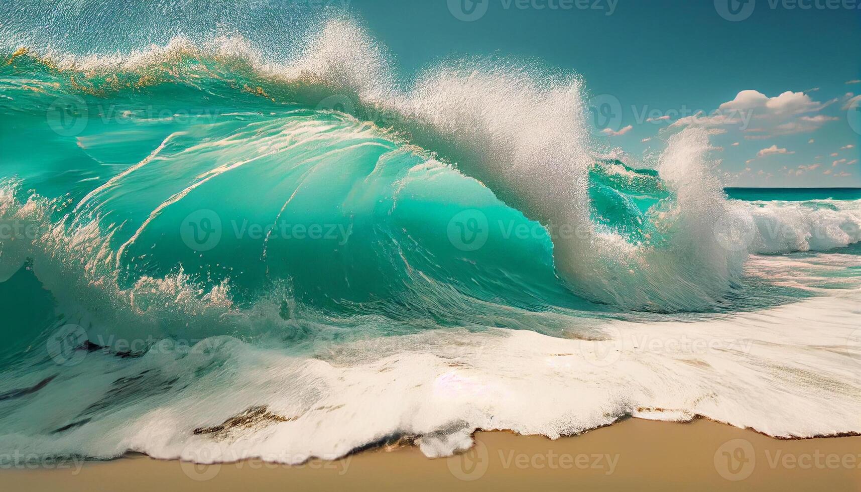 magnifique tropique vague été mer ai généré image photo