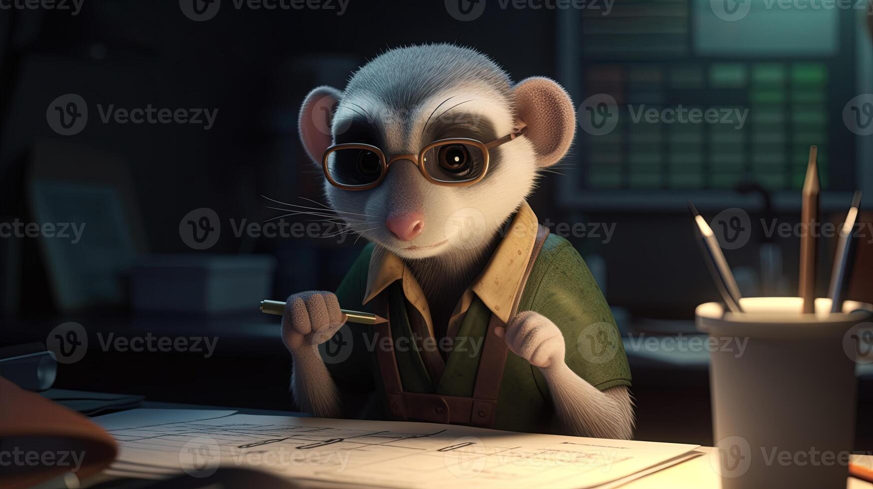 légal furet enquêteur, numérique art illustration, génératif ai photo