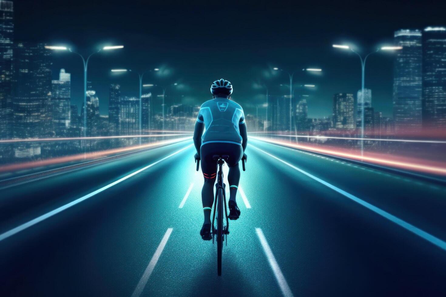 sportif monte une vélo, illustration ai génératif photo