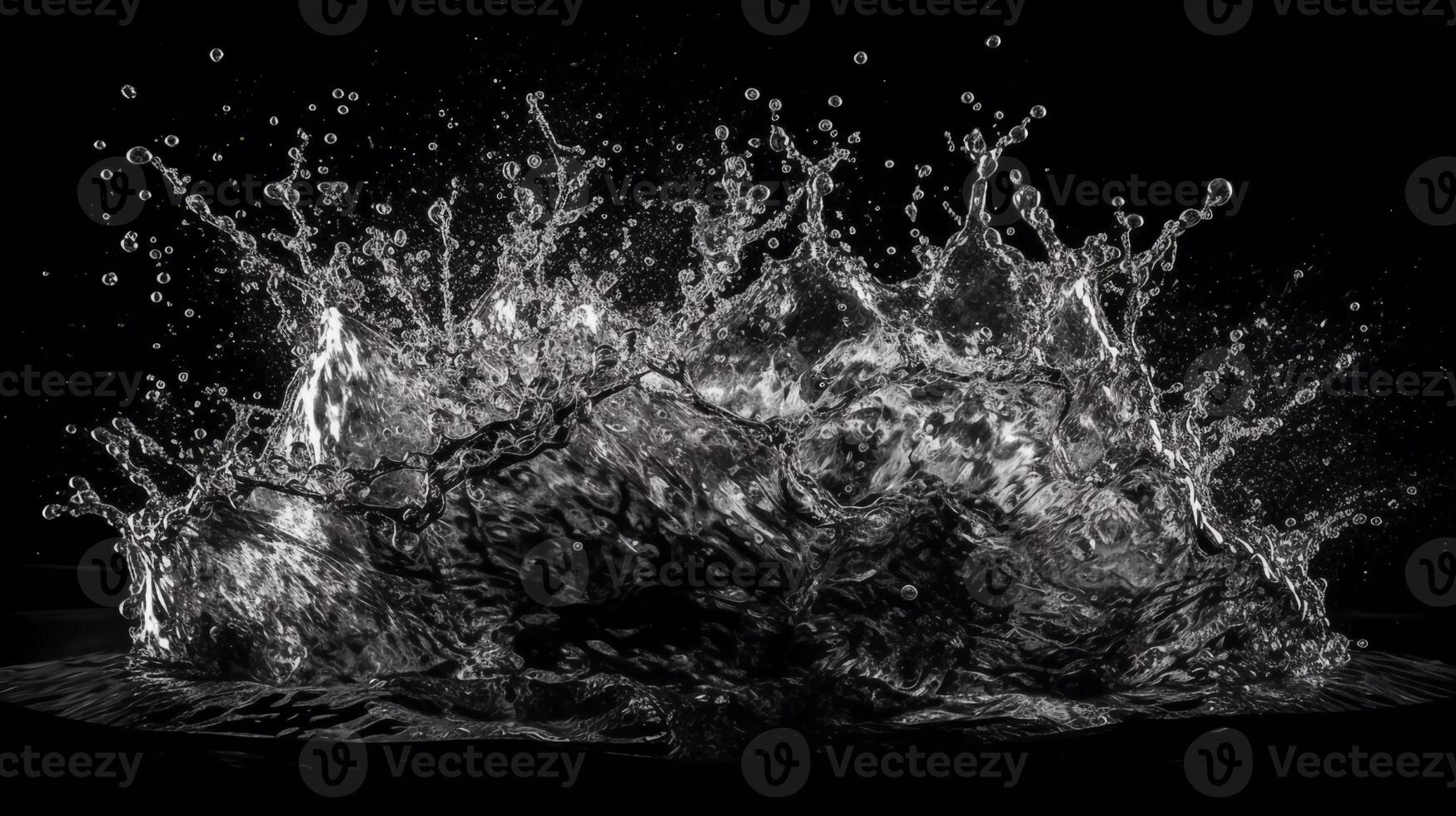 haute vitesse éclaboussure, complexe l'eau collision, l'eau éclaboussures formant génératif ai photo