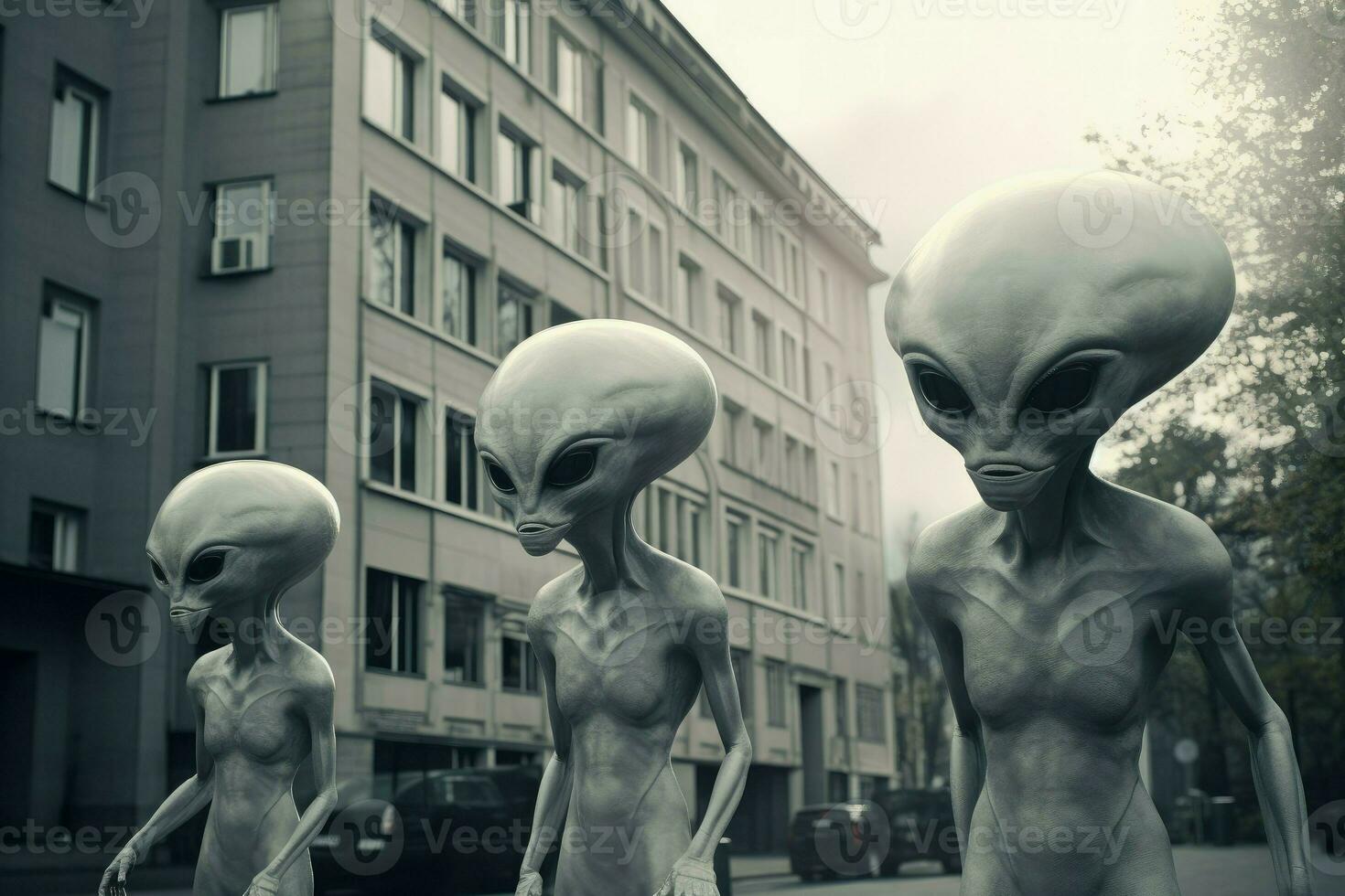 extraterrestres dans une ville. produire ai photo