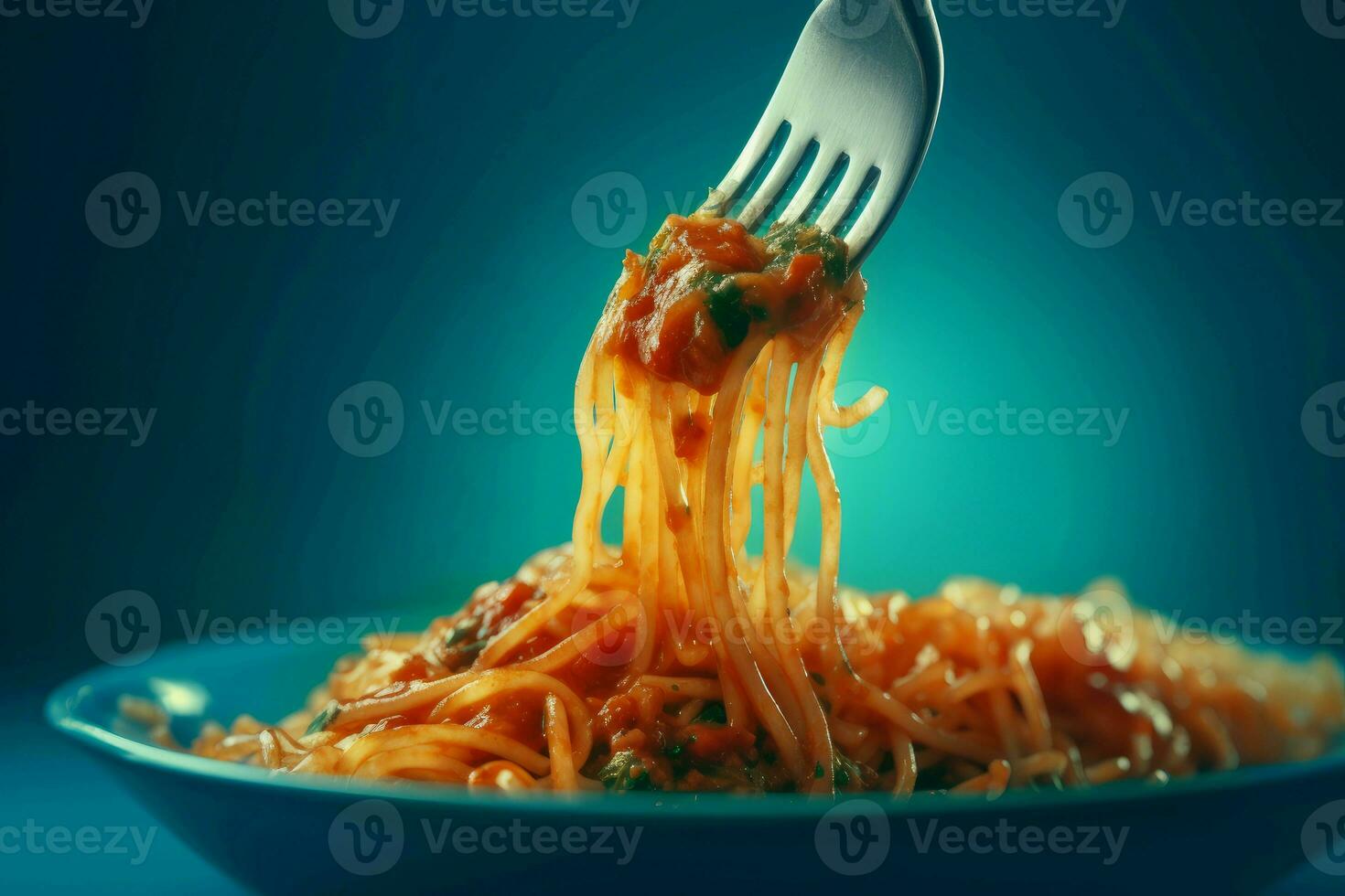 spaghetti fourchette aliments. produire ai photo