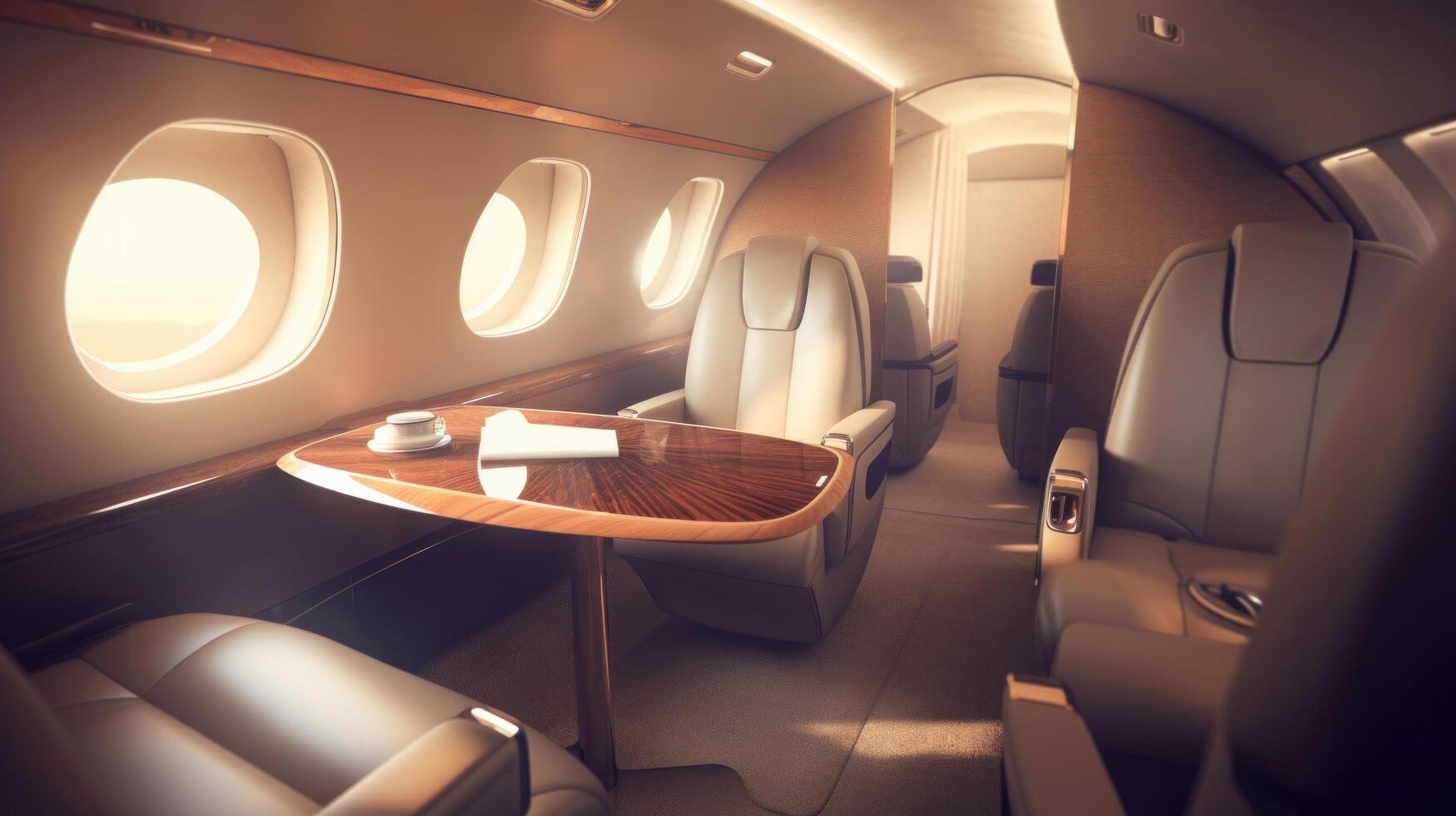 intérieur de luxueux privé jet illustration ai génératif photo