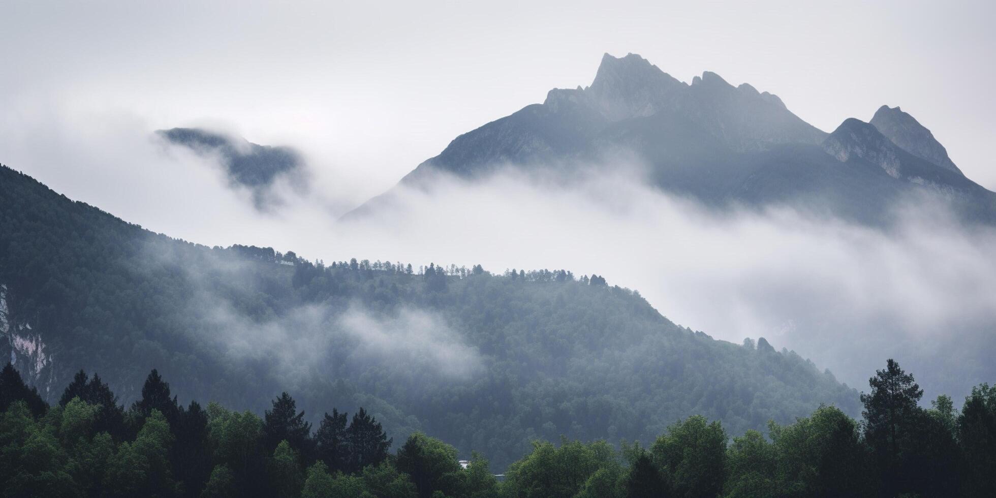 brumeux montagnes paysage ai généré photo