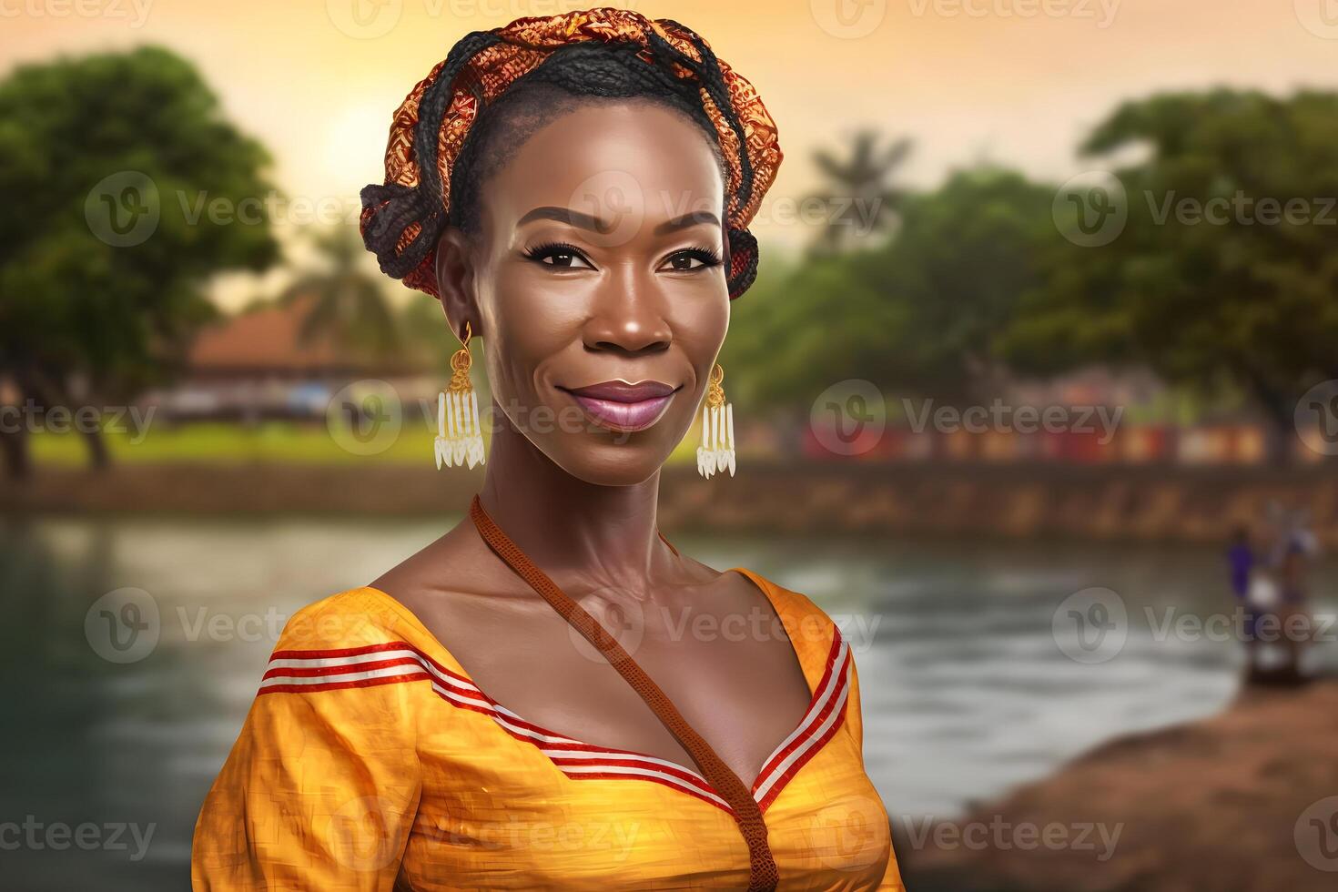 portrait de une magnifique africain femme. neural réseau ai généré photo