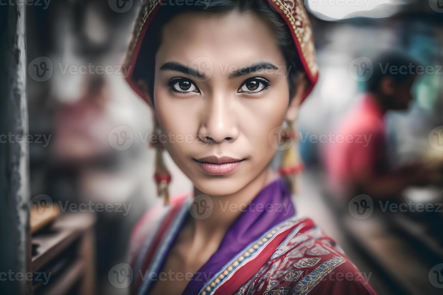 portrait de une magnifique asiatique thaïlandais femme. neural réseau ai généré photo