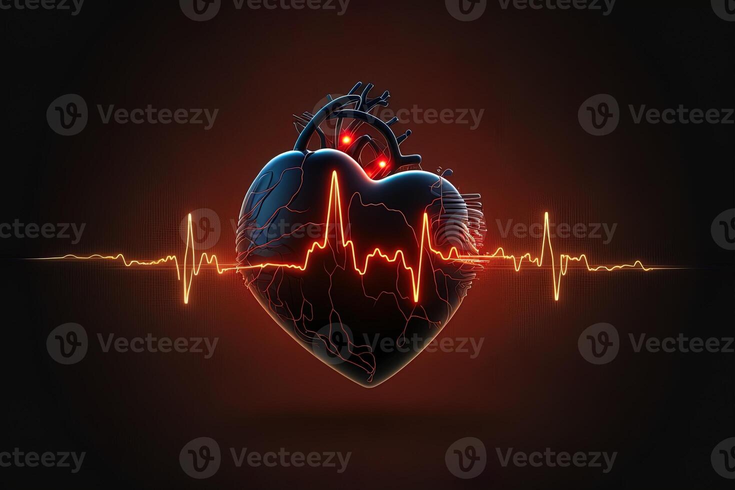 Contexte avec une cœur avec le battement de coeur moniteur doubler, cœur et battement de coeur symbole. génératif ai photo