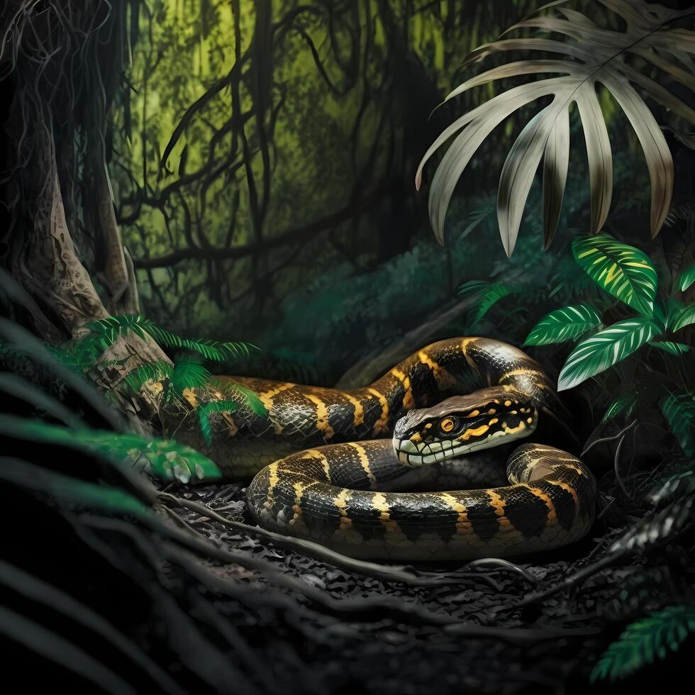 tigre serpent habitats. ai généré photo