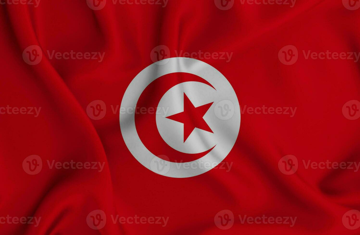 réaliste agitant drapeau de Tunisie, 3d illustration photo