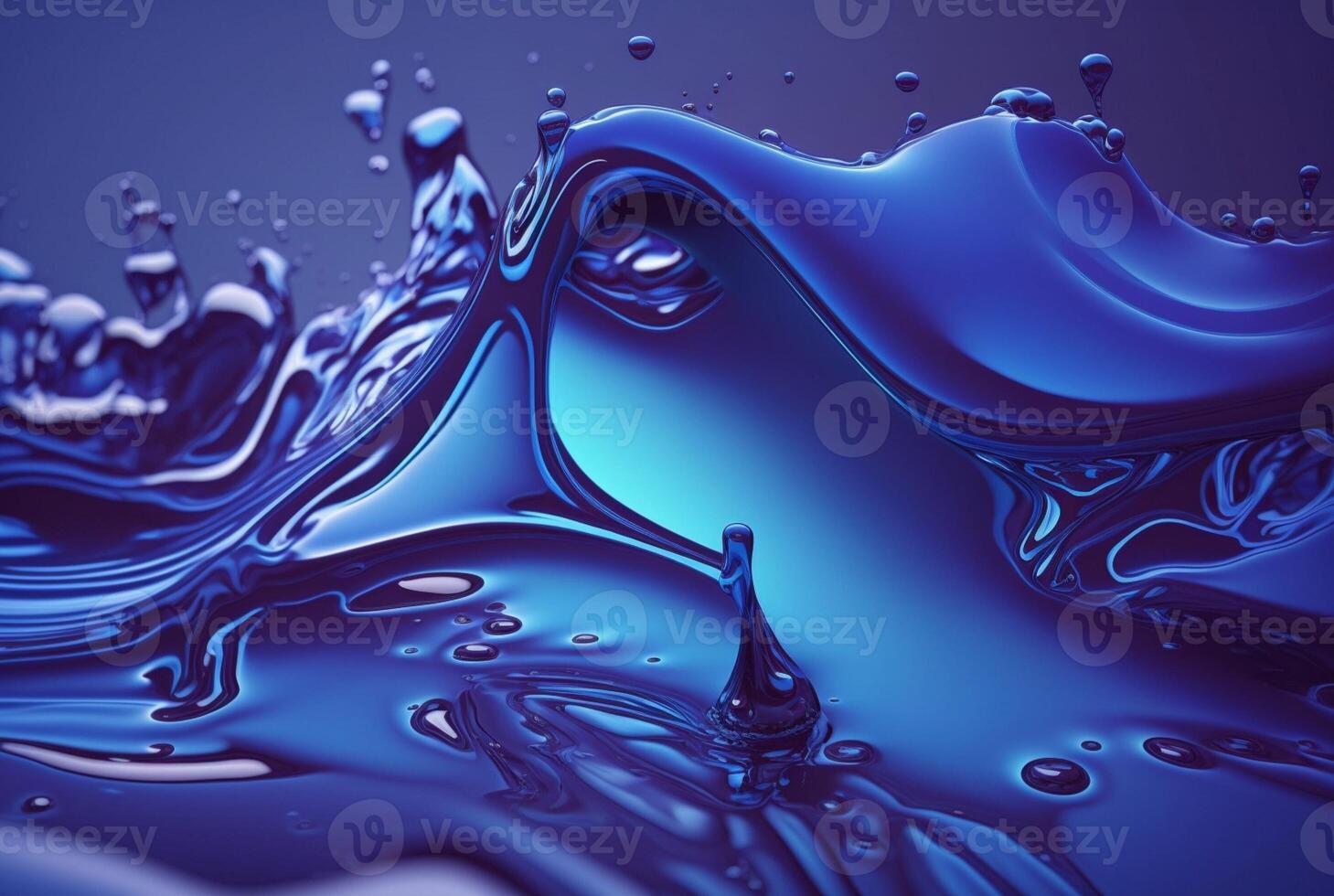 fluide bleu peinture, ondulé bleu fluide arrière-plan, abstrait art. génératif ai photo