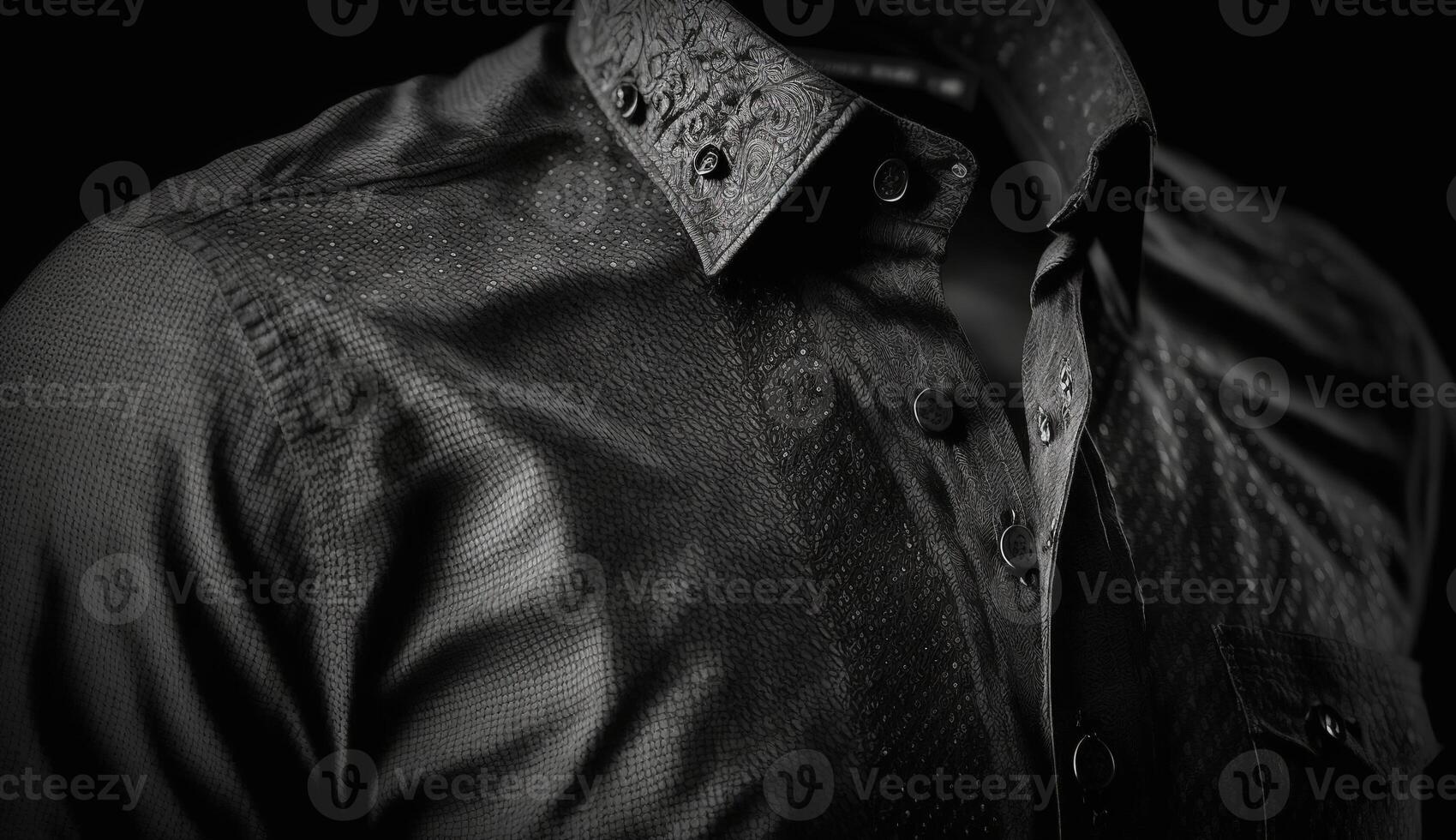 noir Couleur chemise texture, étendue en tissu Contexte. ai généré. photo