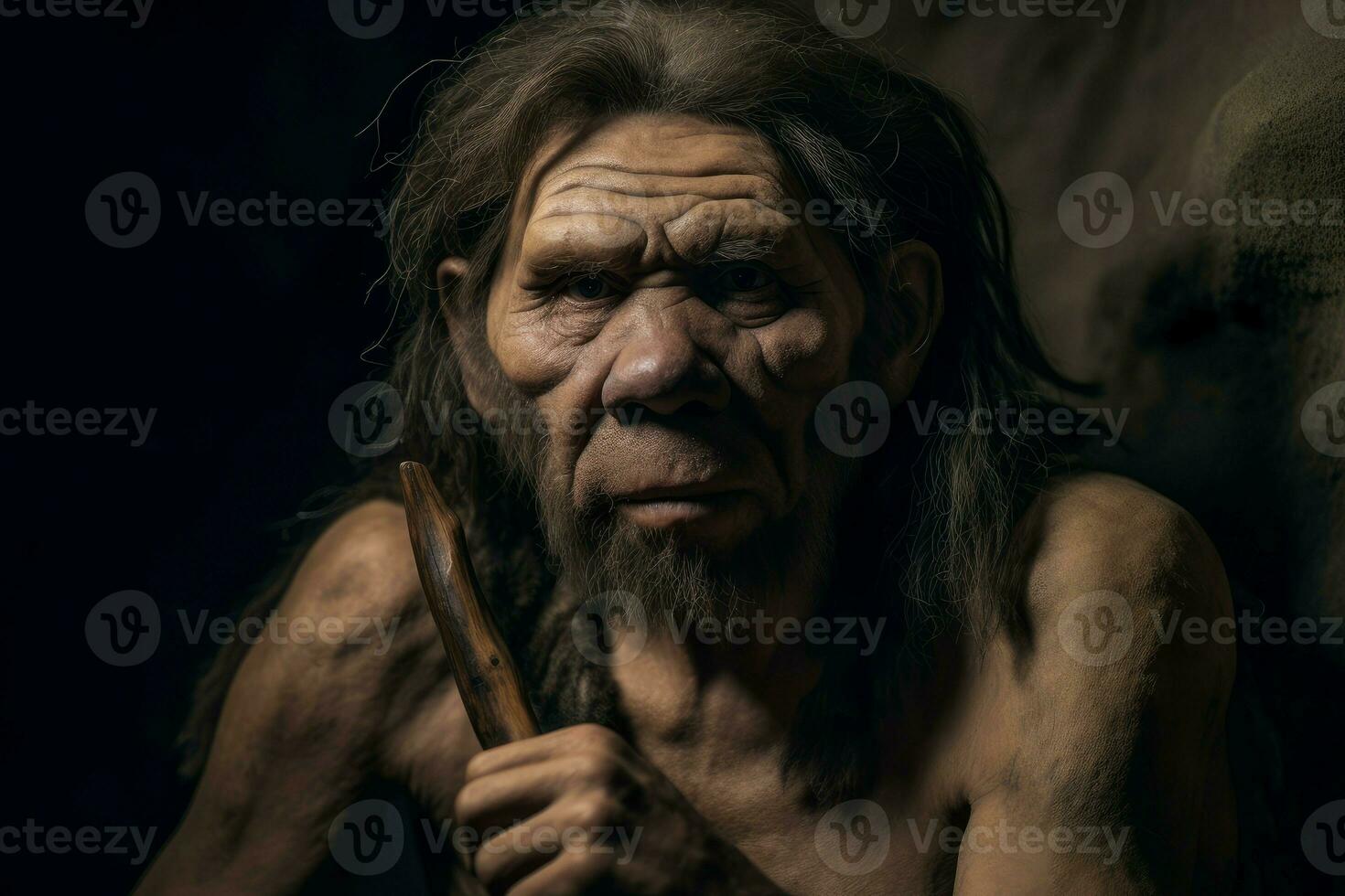 Néandertal préhistorique homme des cavernes. produire ai photo