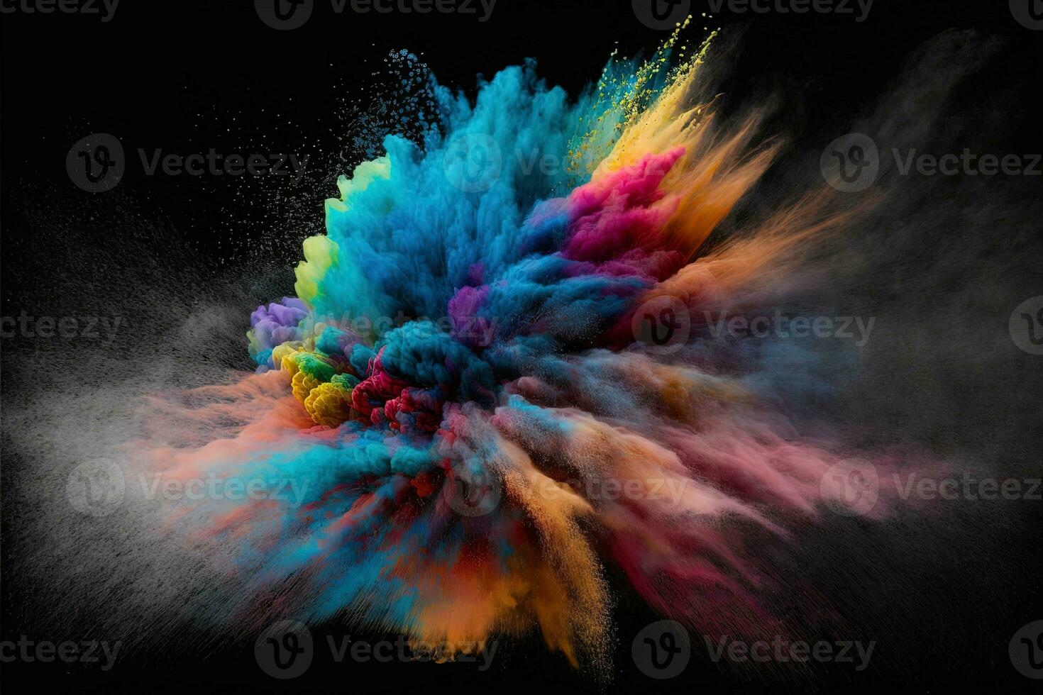 abstrait multicolore poudre explosion sur noir background.colorful poussière exploser. peint vacances poudre festival. Geler mouvement de Couleur poudre exploser, lancer Couleur poudre sur Contexte. photo