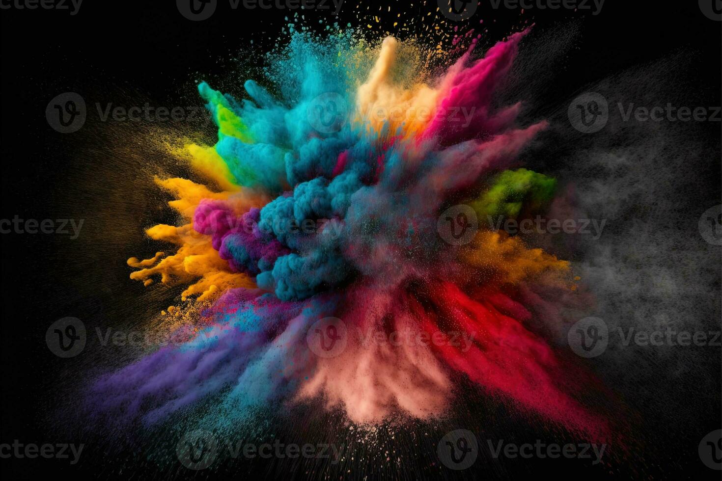 abstrait multicolore poudre explosion sur noir background.colorful poussière exploser. peint vacances poudre festival. Geler mouvement de Couleur poudre exploser, lancer Couleur poudre sur Contexte. photo