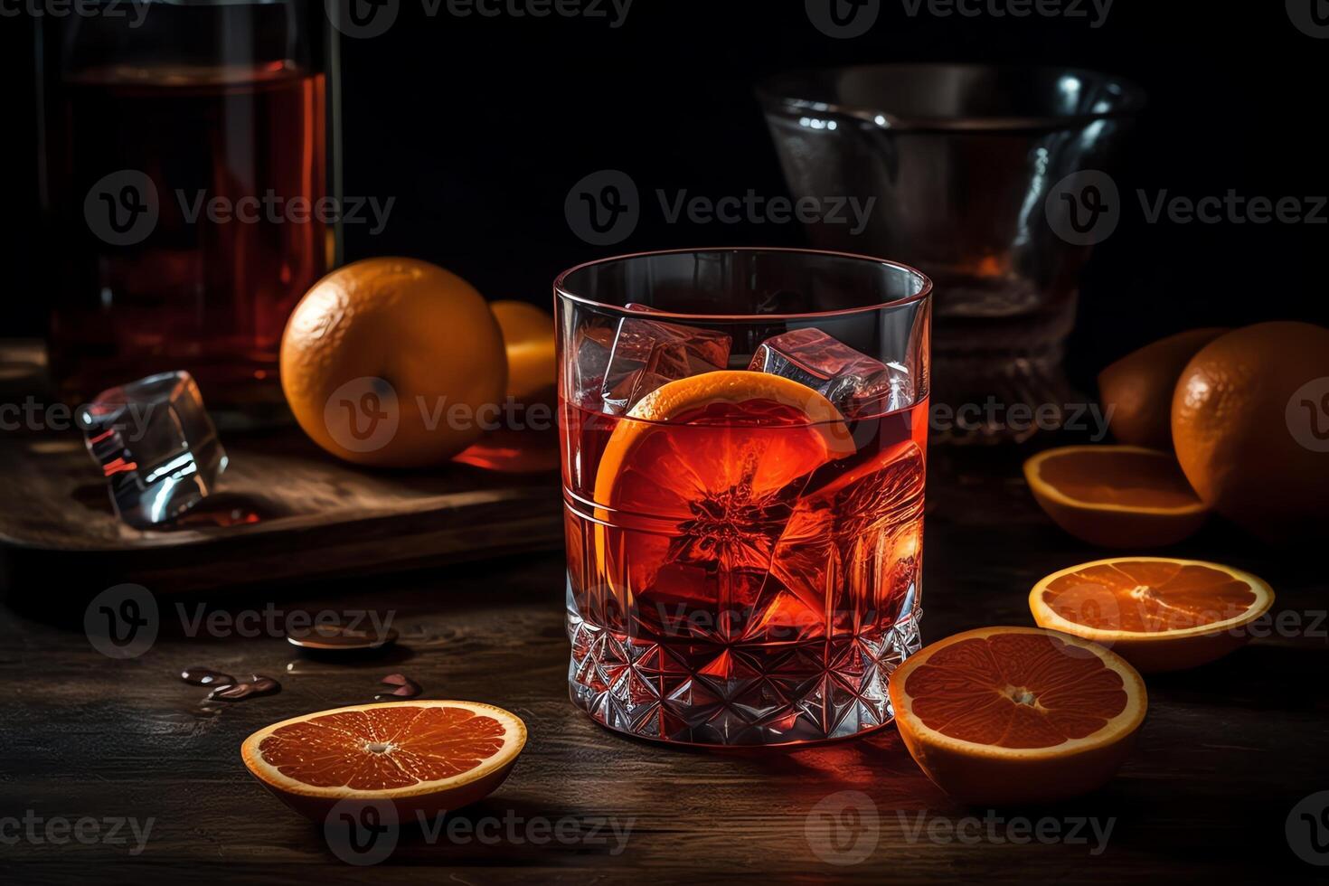 negroni boisson cocktail Gin Campari bitter Orange peler vermoiuth. ai généré photo