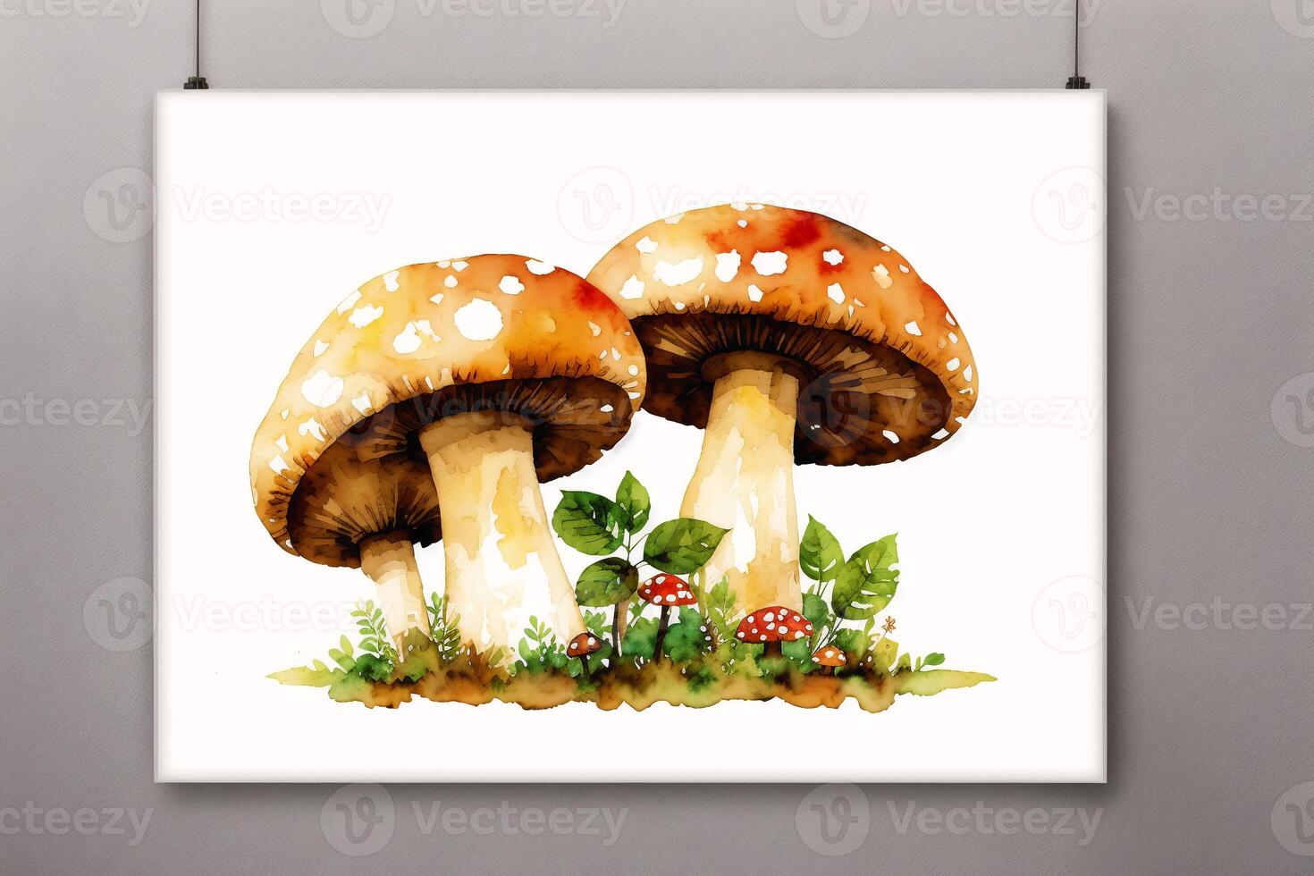 magnifique champignons sur le aquarelle Contexte. aquarelle peindre. numérique art, génératif ai photo