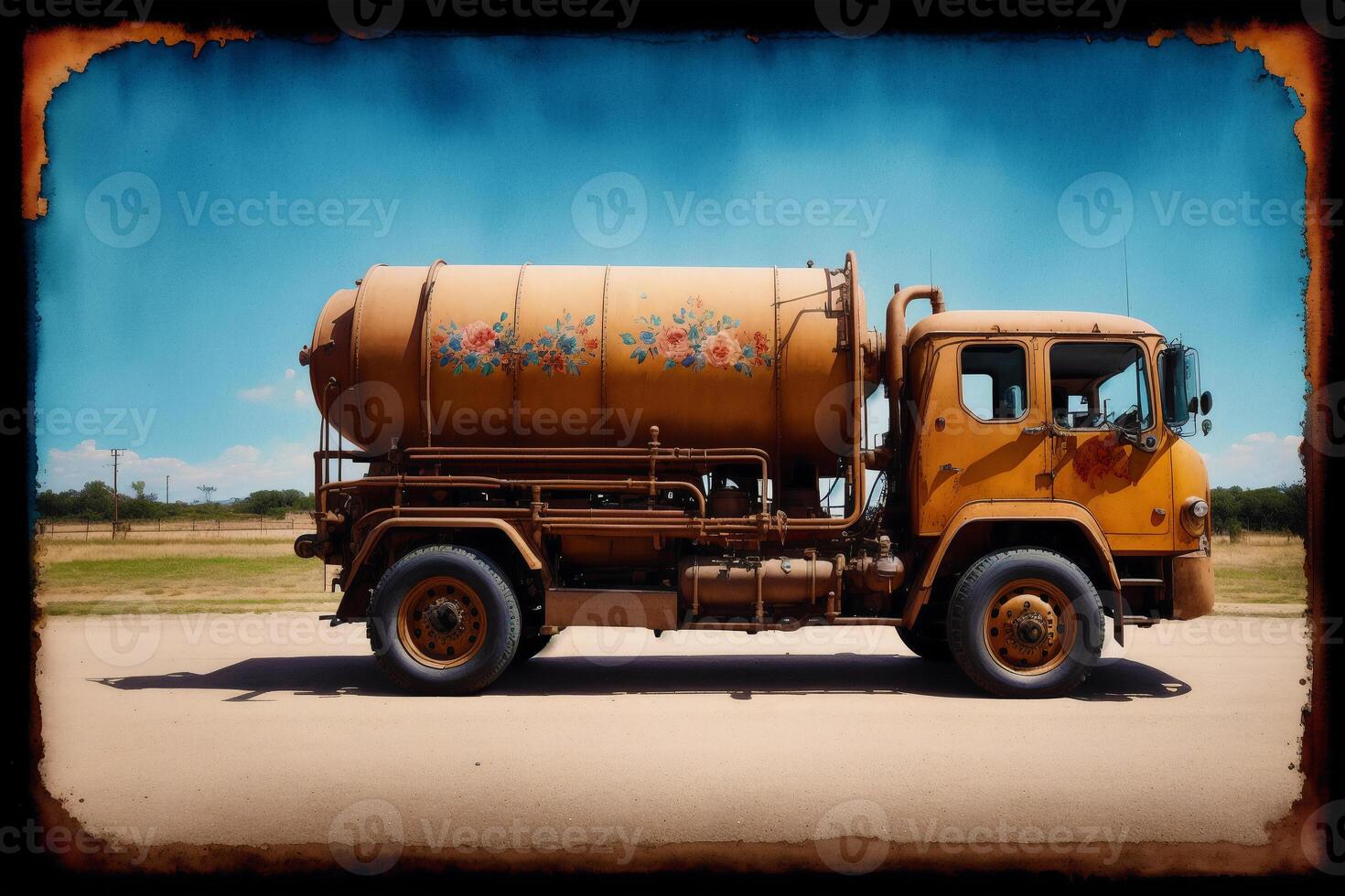 une coloré camion. une coloré La peinture de une un camion avec une arc-en-ciel. coloré bande-annonce. aquarelle peindre. numérique art, génératif ai photo