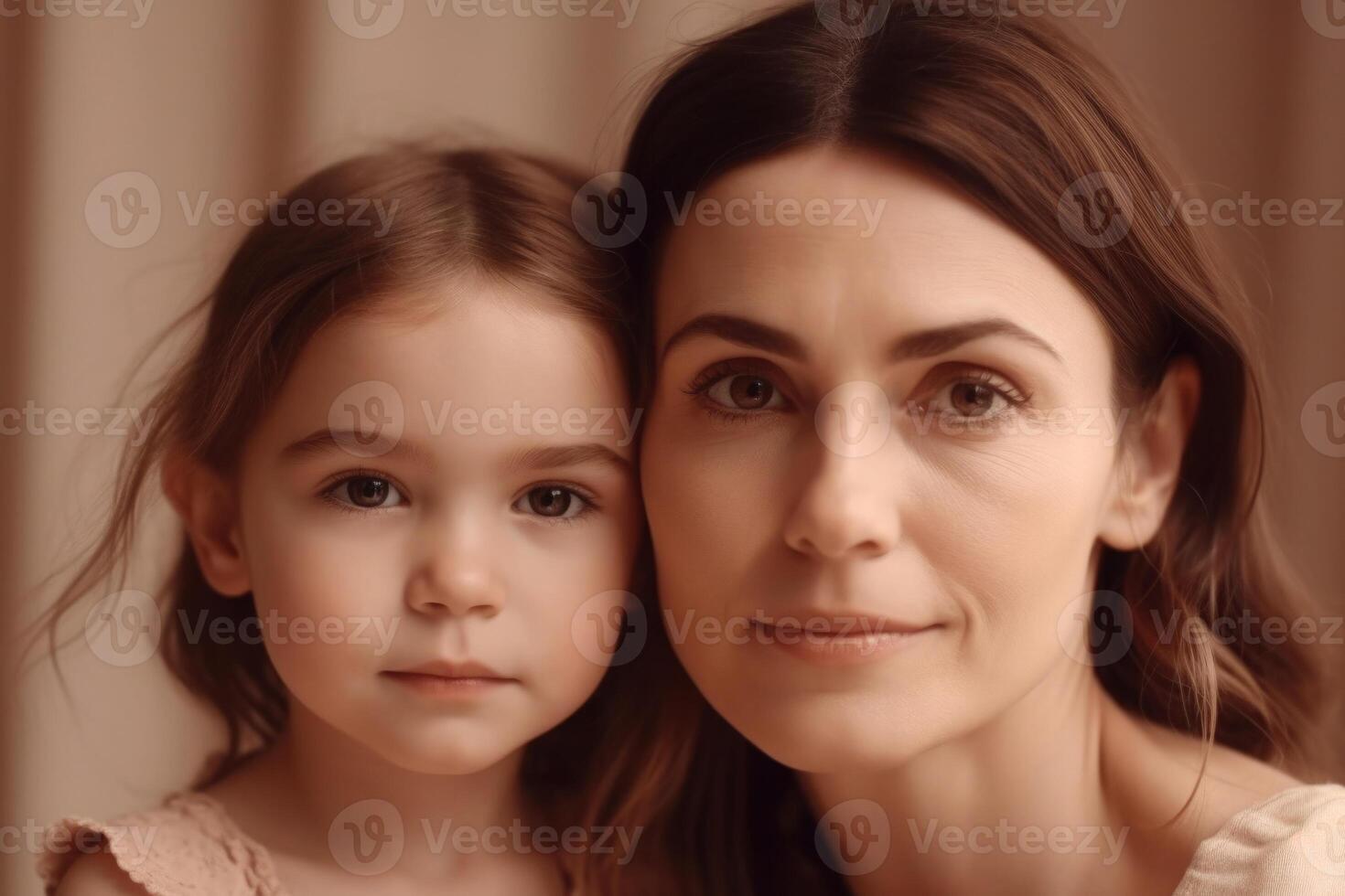mère et fille portrait sur pastel Contexte. génératif ai photo