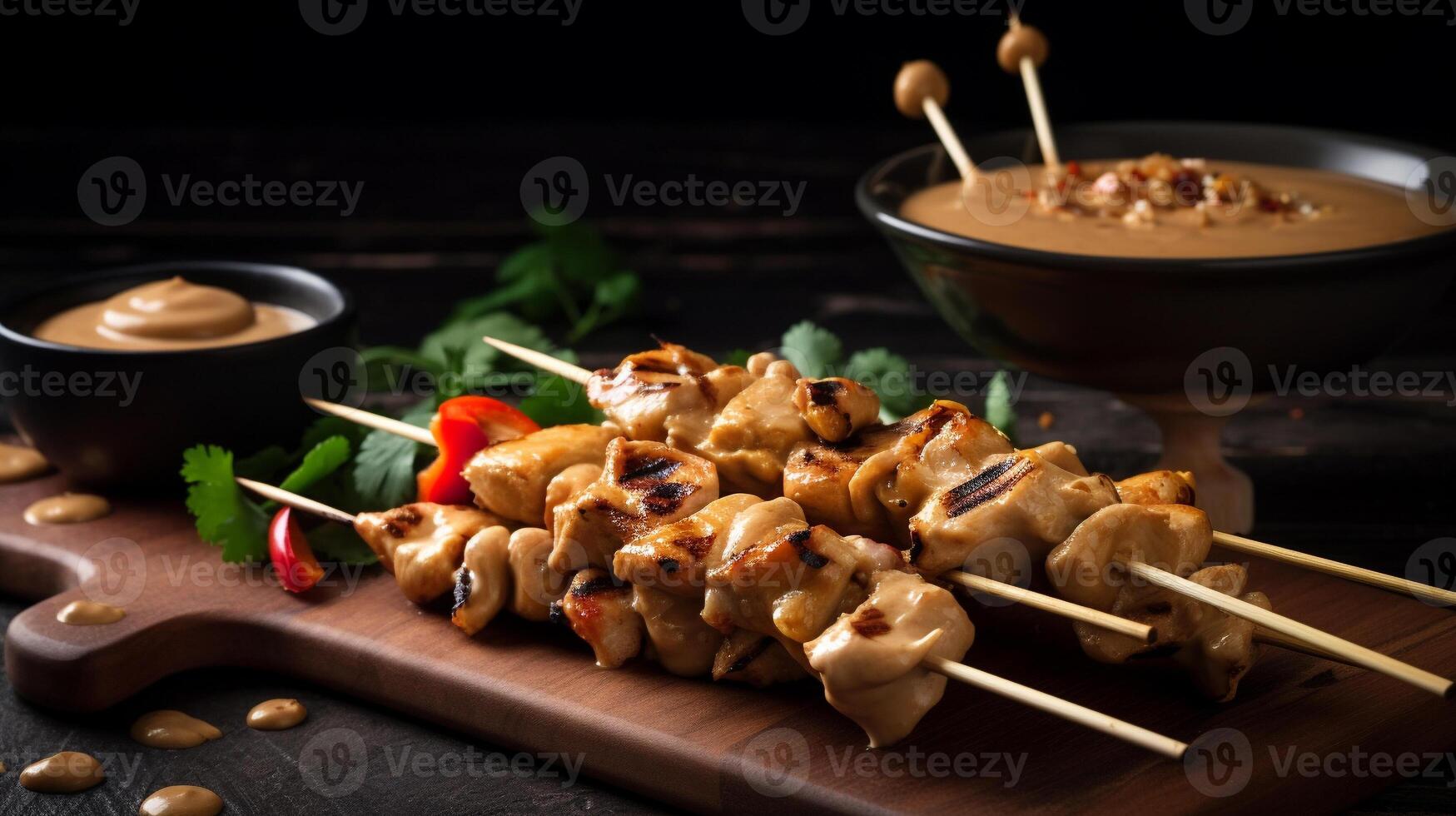 délicieux poulet saté, ai génératif photo