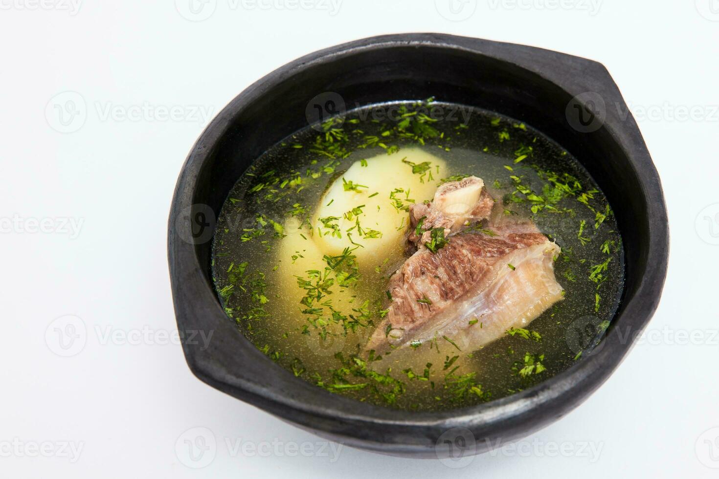 traditionnel colombien du boeuf nervure bouillon isolé sur blanc Contexte photo