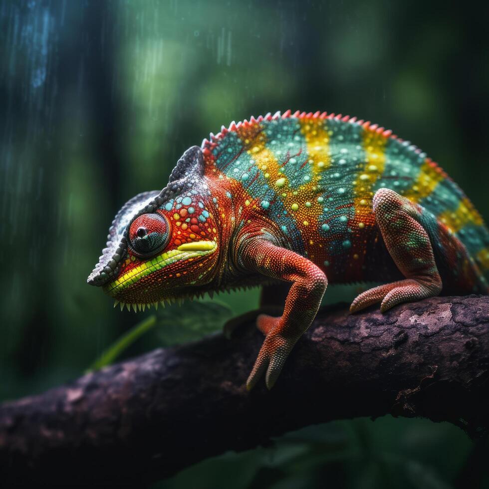 caméléon dans la nature. illustration ai génératif photo