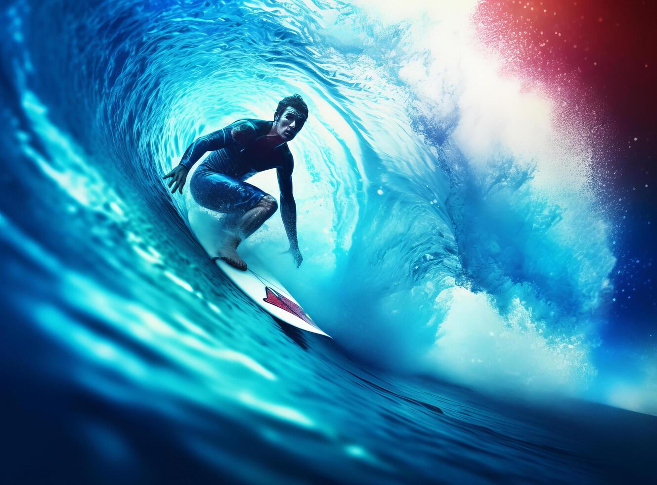 surfeur dans océan. illustration ai génératif photo