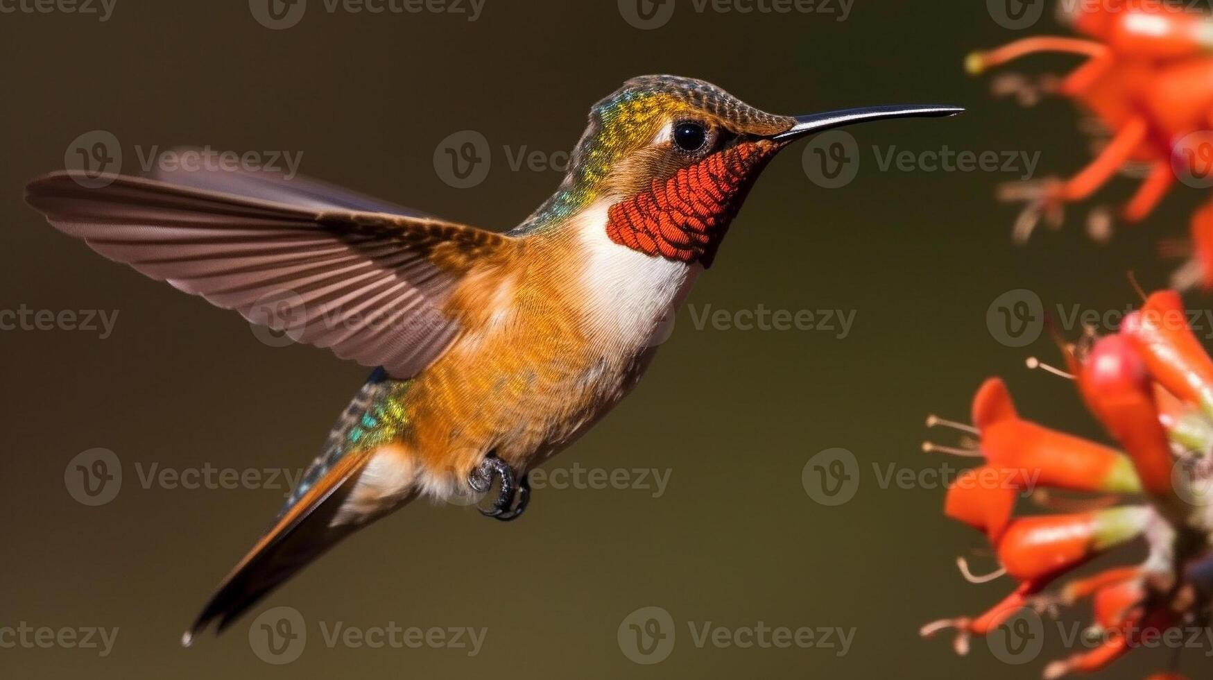 le magnifique en danger roux colibri - sélasphore rufus - génératif ai. photo