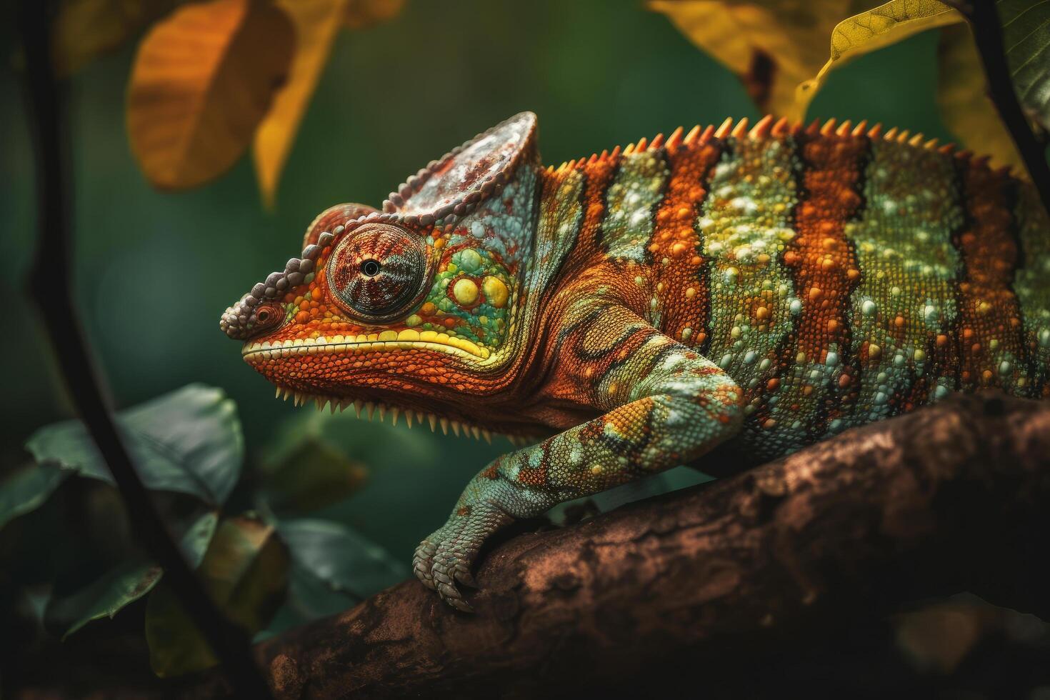 caméléon dans la nature. illustration ai génératif photo