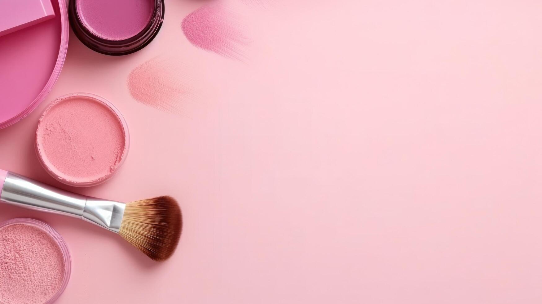 maquillage des produits sur rose Contexte. illustration ai génératif photo