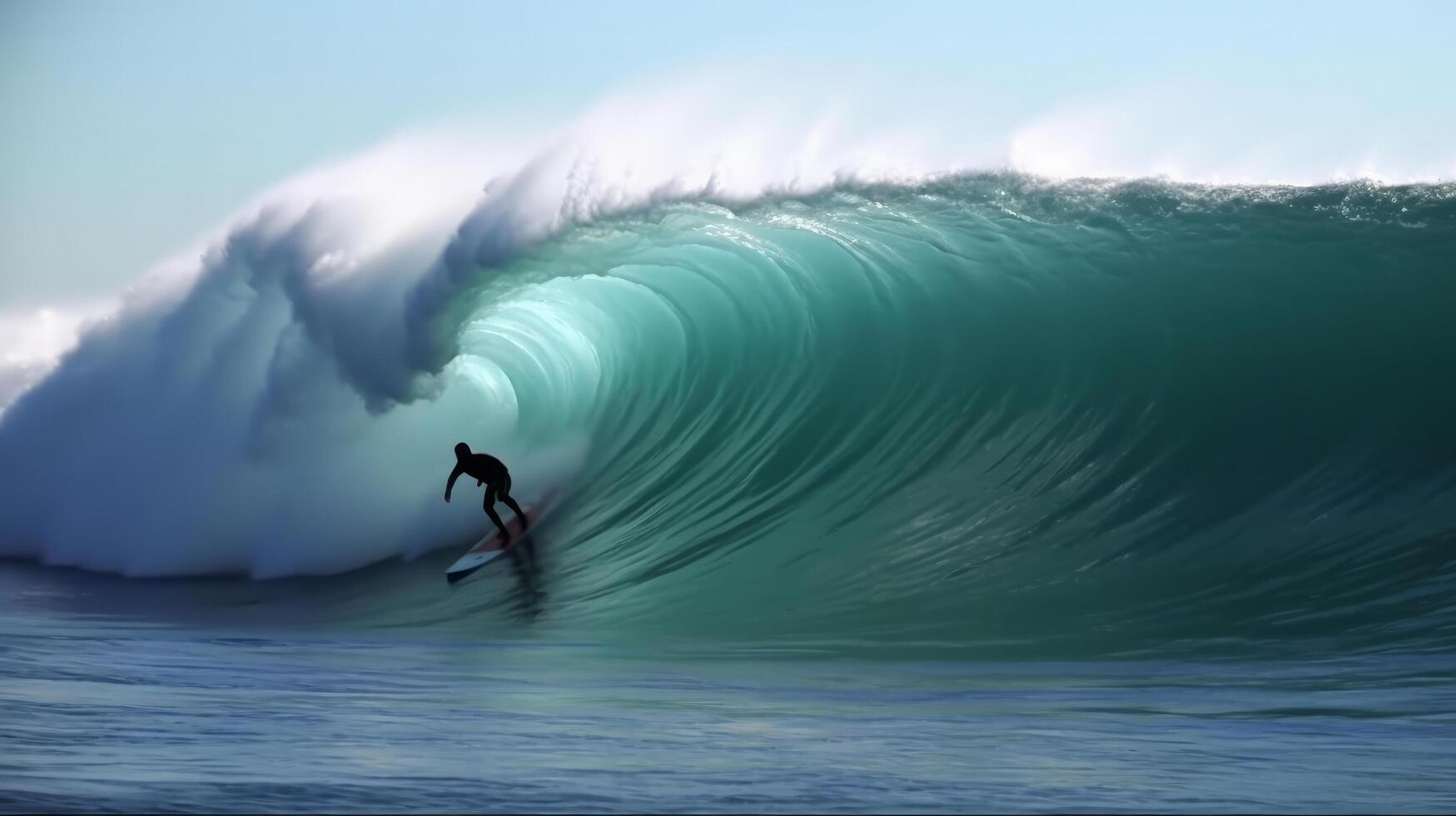 surfeurs et gros vagues. illustration ai génératif photo