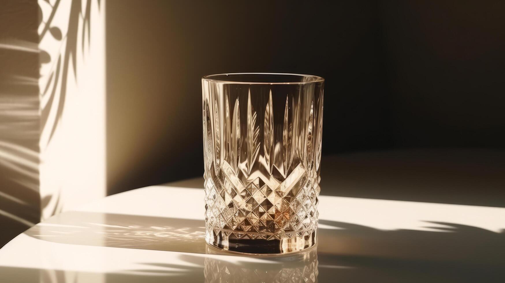 bohémien cristal verre avec pétillant lumière du soleil ombre illustration ai génératif photo